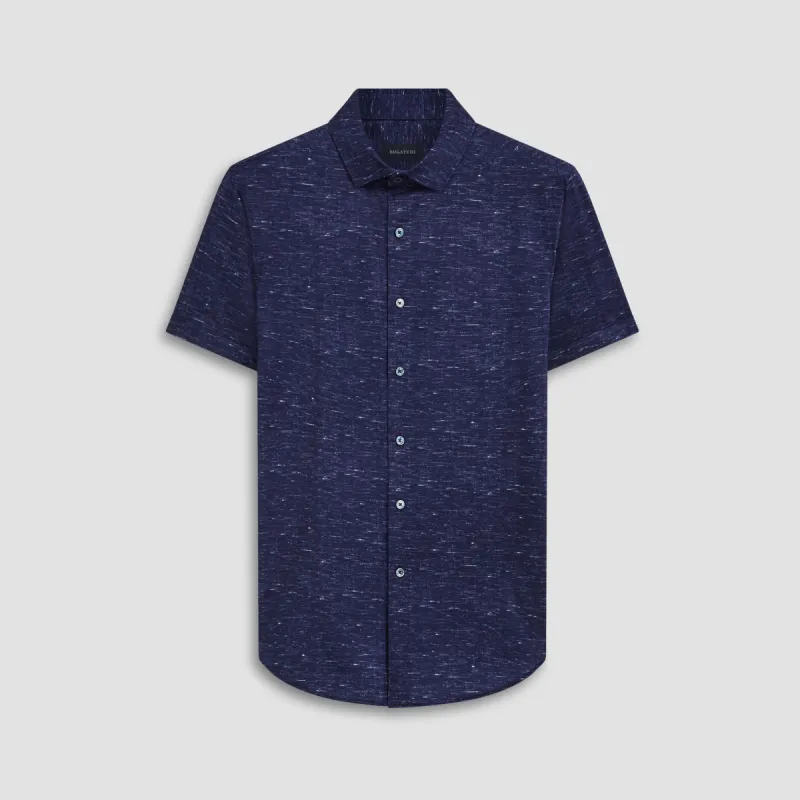 Miles Melange OoohCotton Short Sleeve Shirt sold by Bugatchi