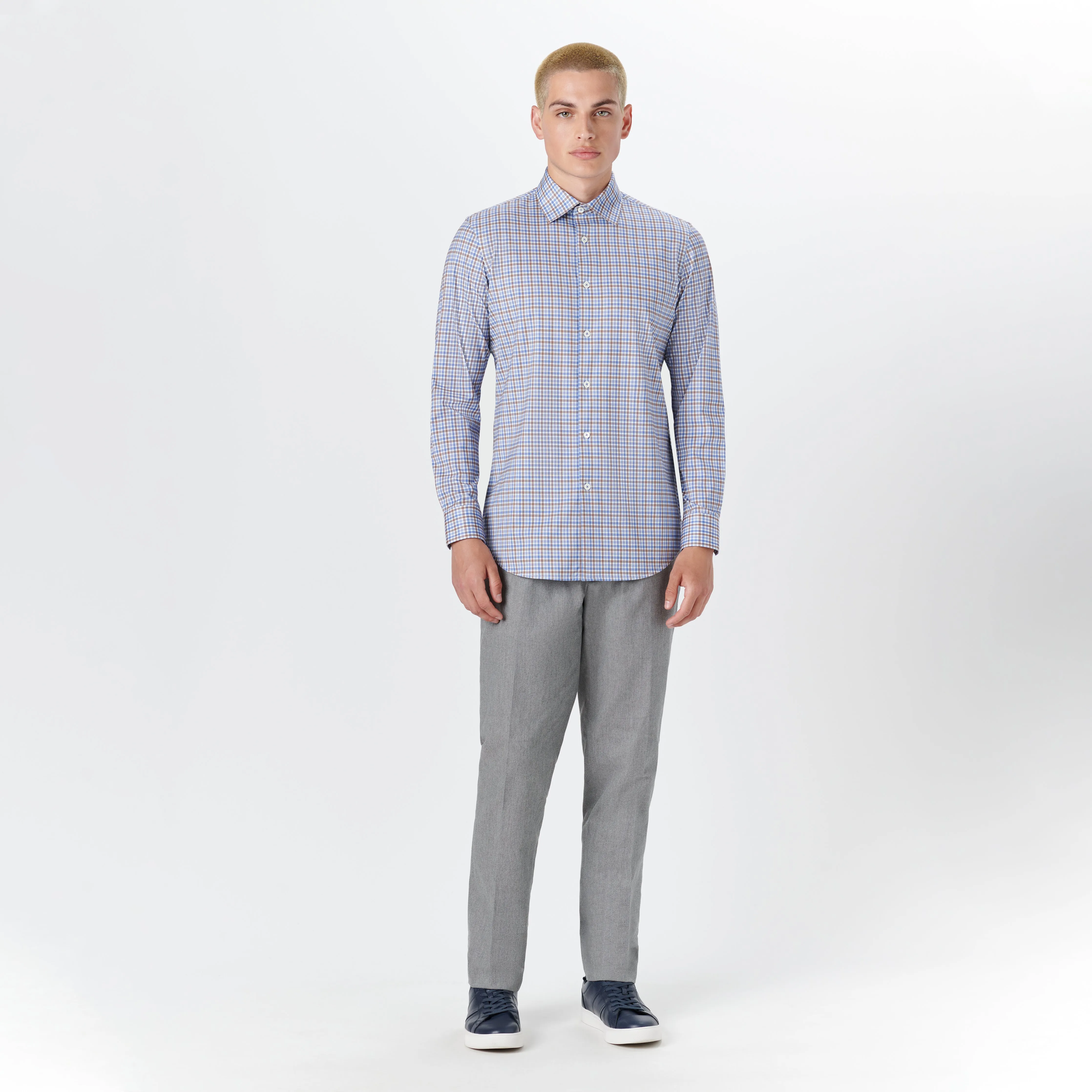 JAMES Plaid Check OoohCotton Shirt sold by Bugatchi product image thumbnail 5