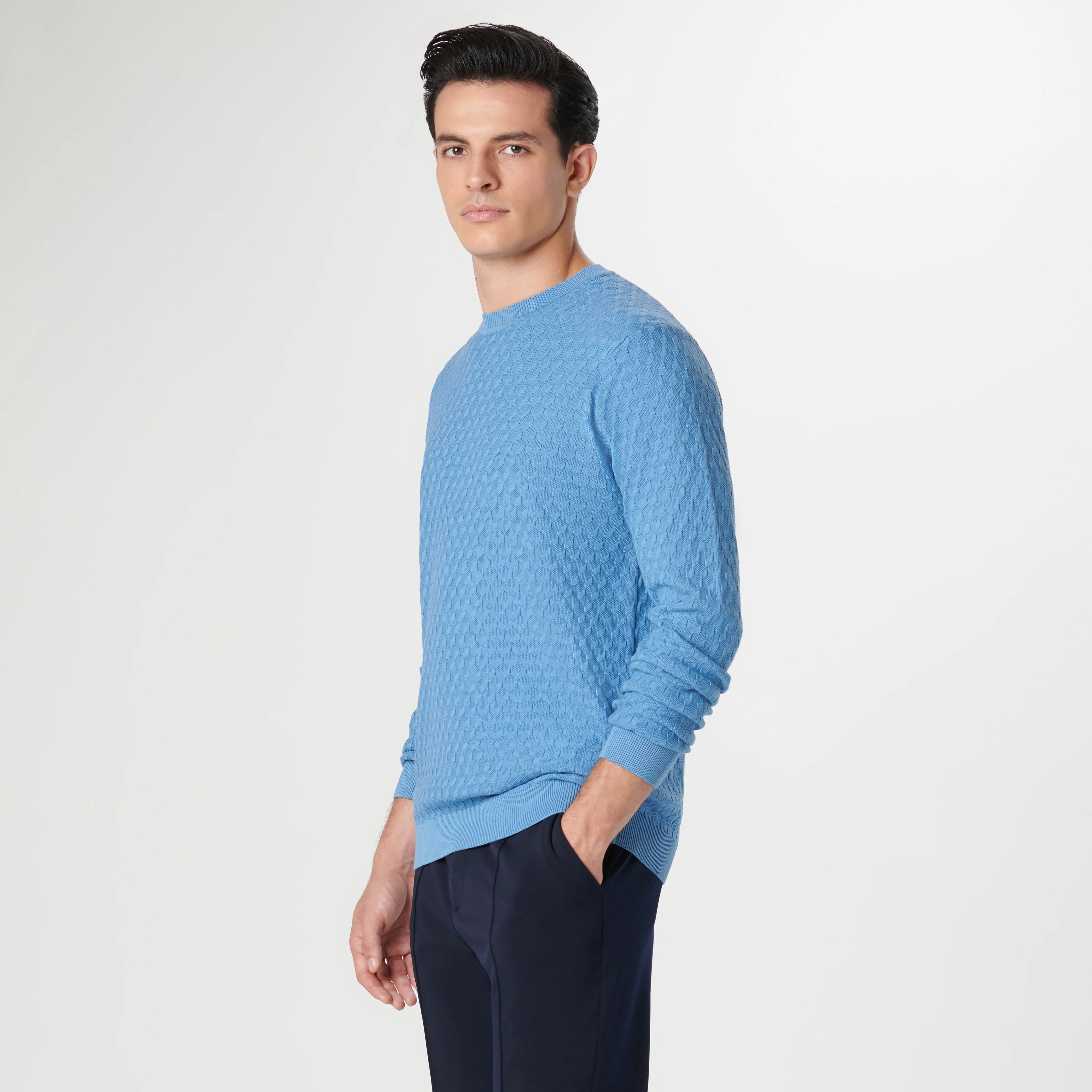 Mixed Stitch Crew Neck Sweater sold by Bugatchi product image thumbnail 3