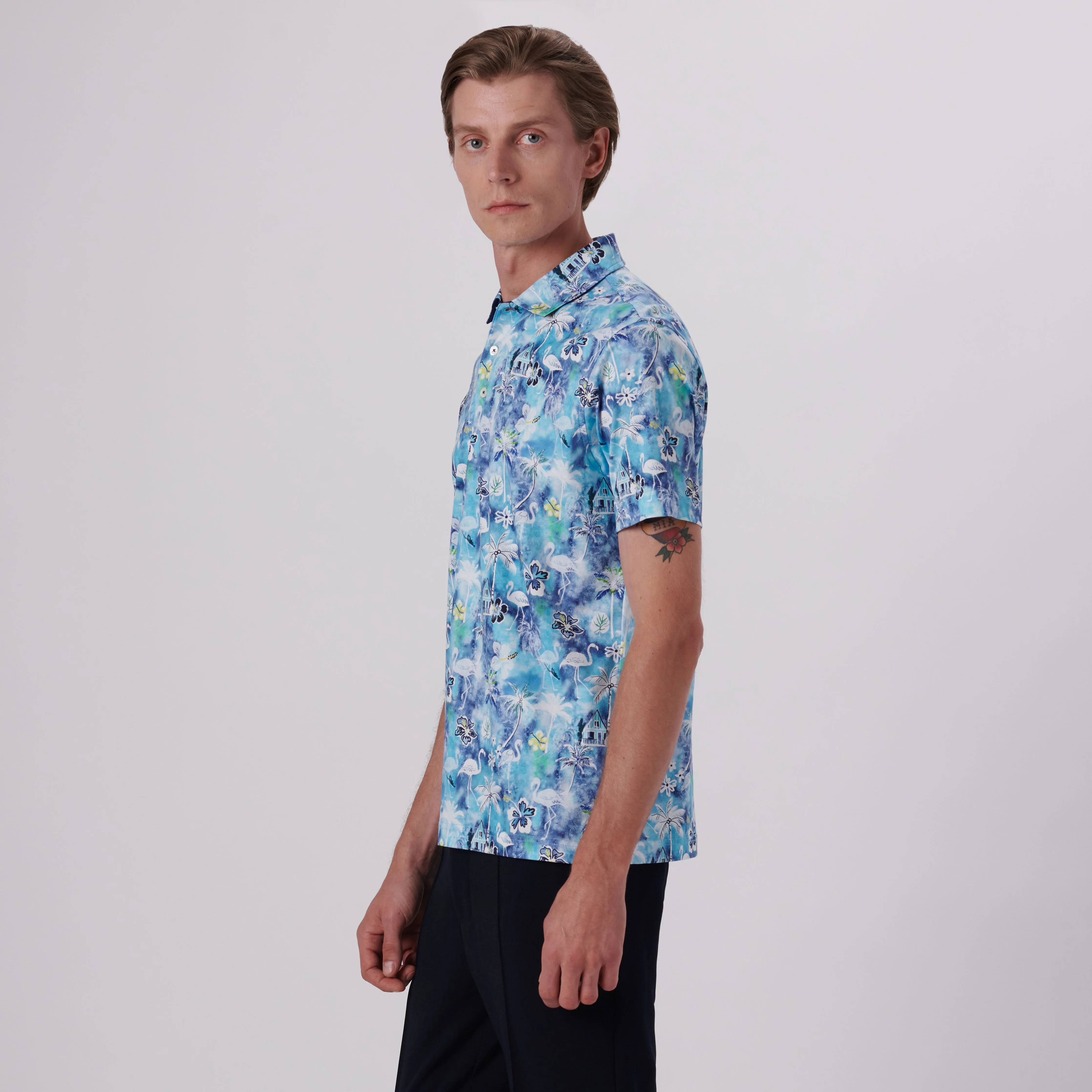 Hendrix Flamingo Floral Print Polo Shirt sold by Bugatchi product image thumbnail 3