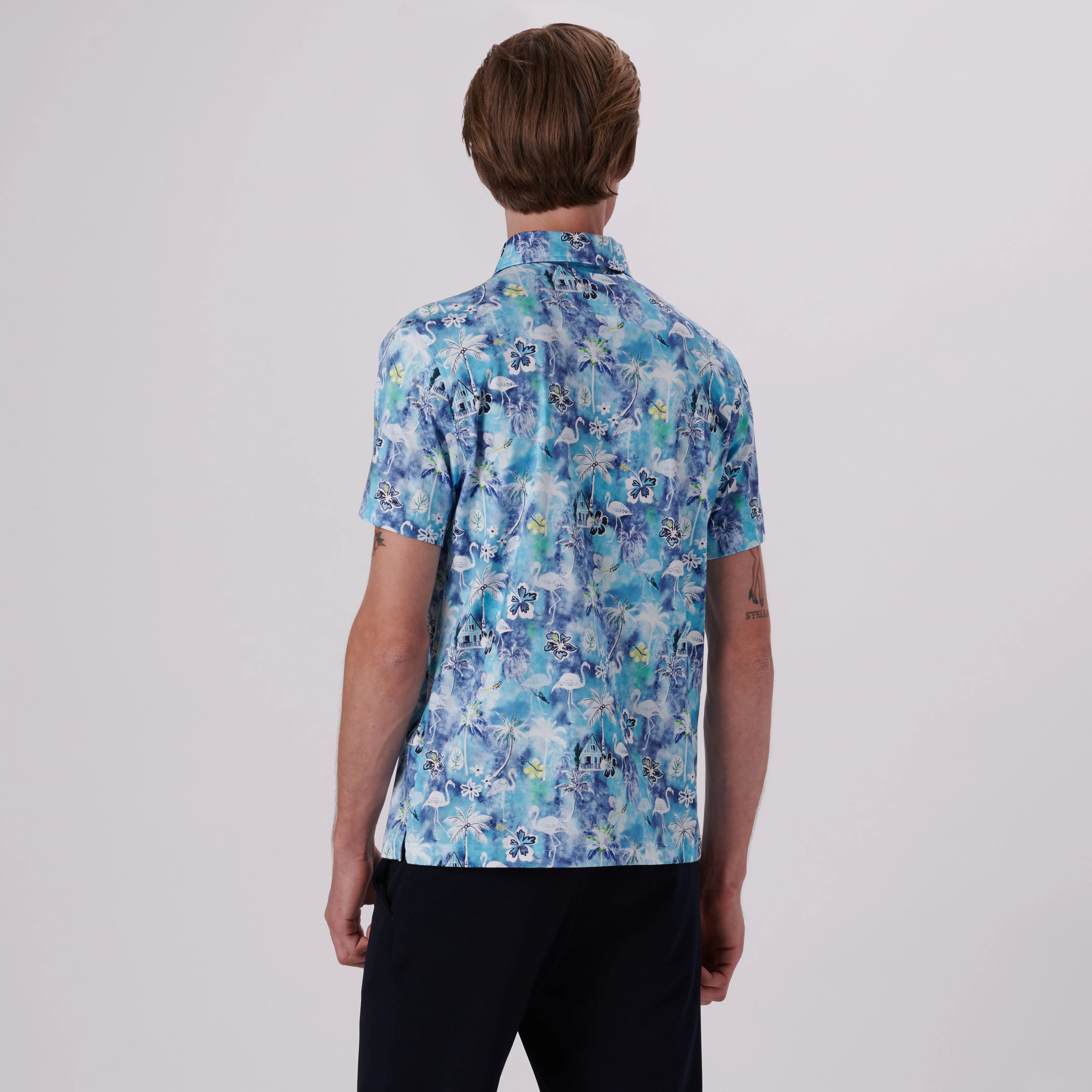 Hendrix Flamingo Floral Print Polo Shirt sold by Bugatchi product image thumbnail 4