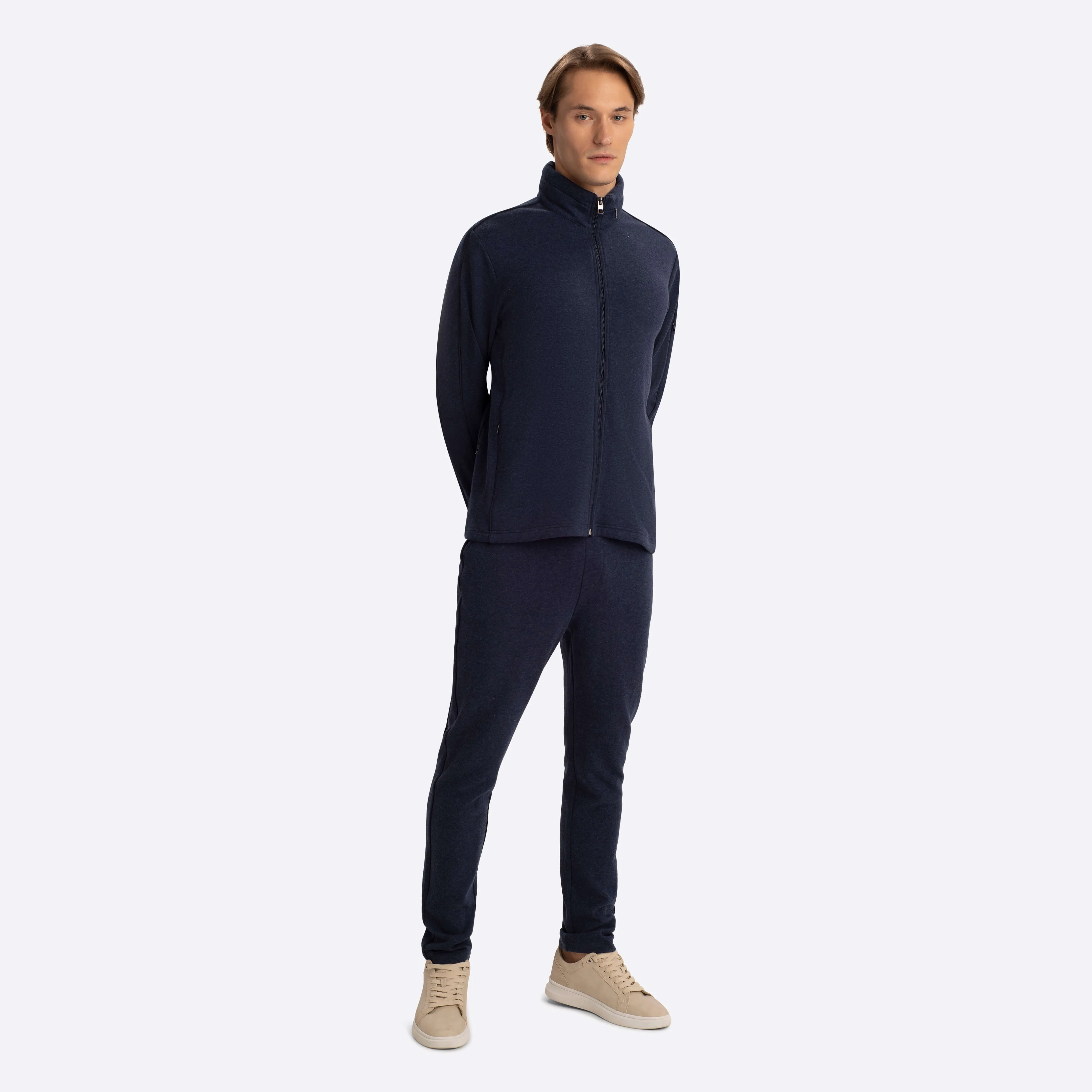 Full Zip Mock Neck Sweatshirt with Stow-Away Hood. sold by Bugatchi product image thumbnail 5