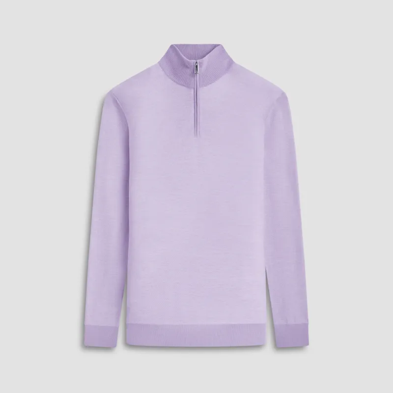 Bird's Eye Jacquard Quarter-Zip Mock Neck Sweater sold by Bugatchi