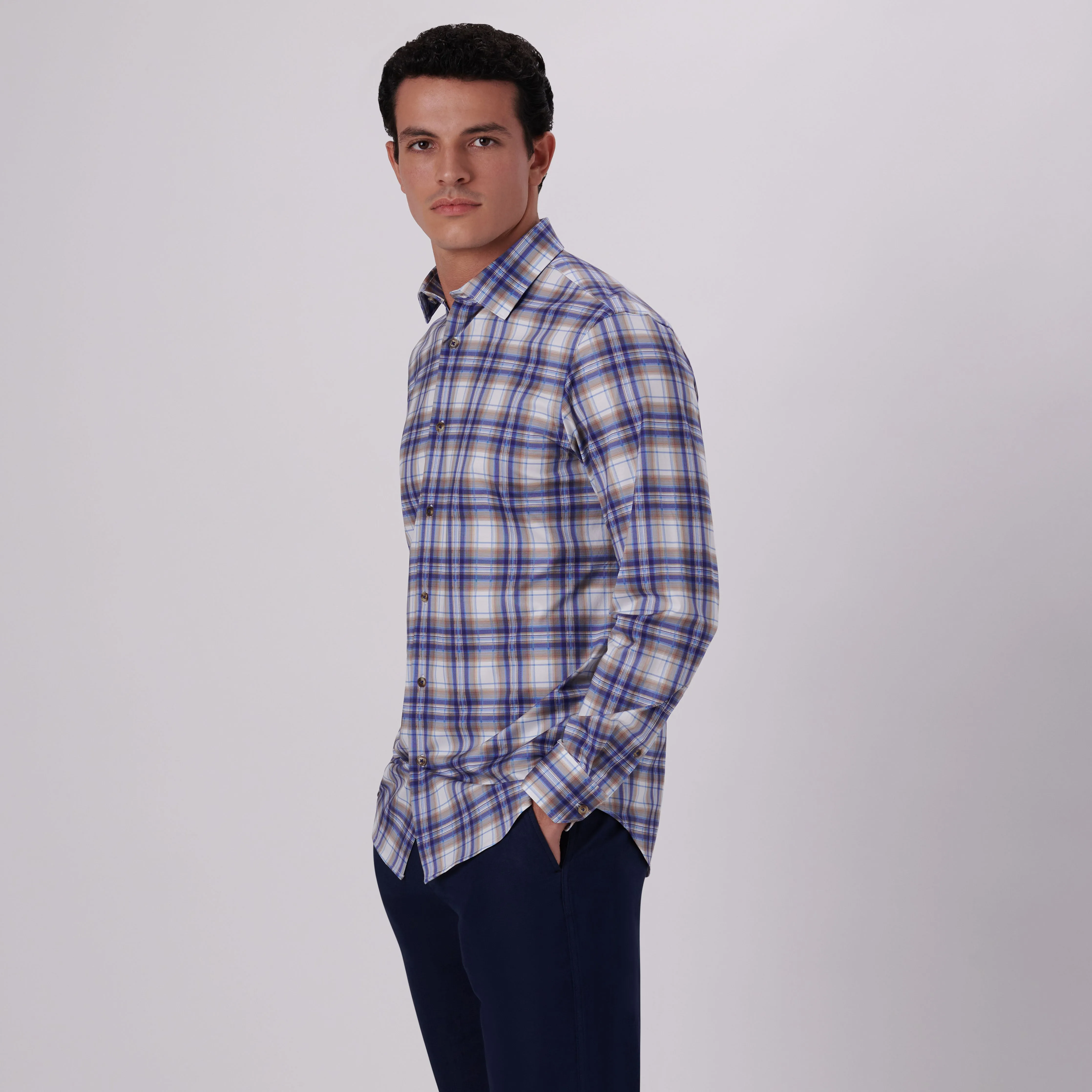 James Plaid Check Print OoohCotton Shirt sold by Bugatchi product image thumbnail 3