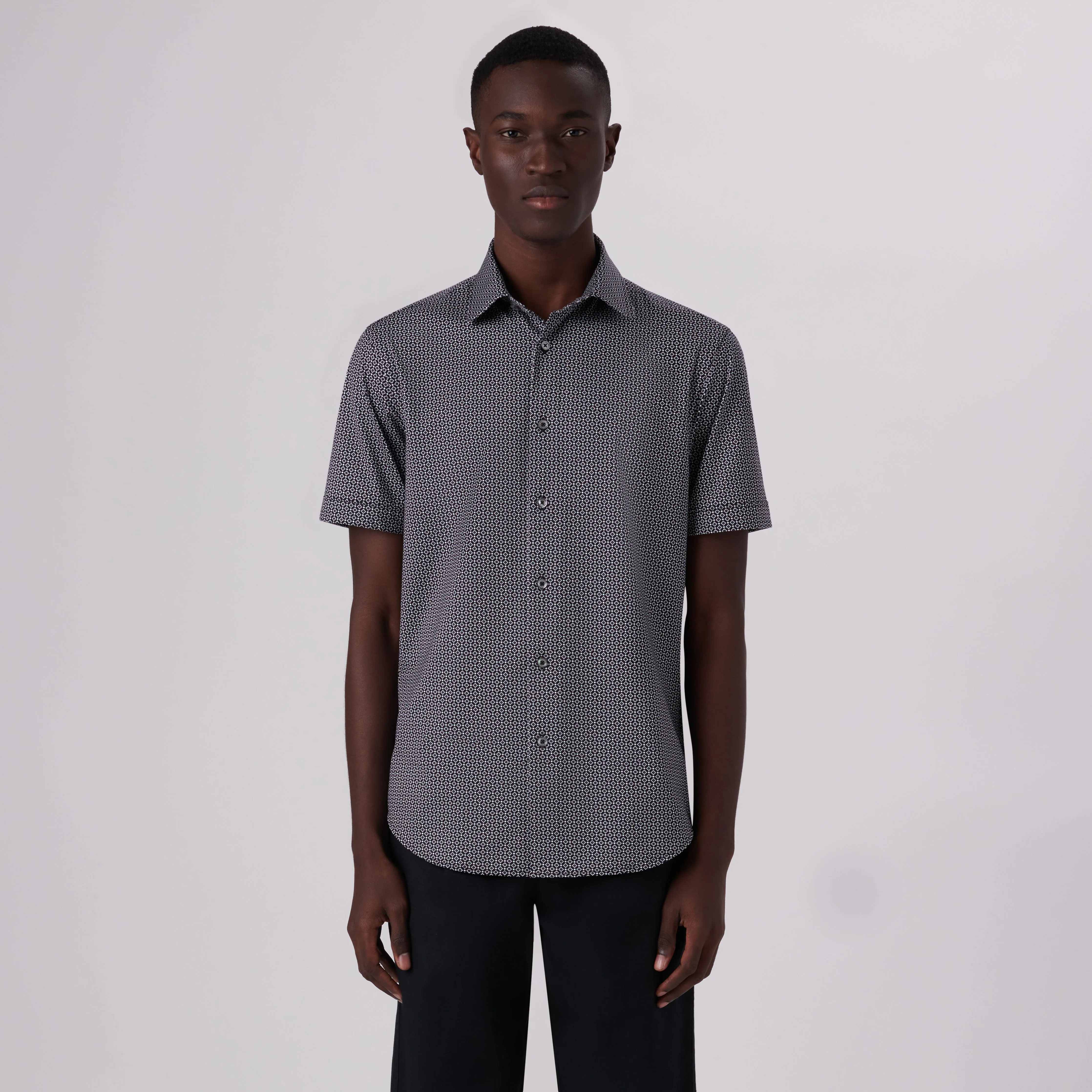 Miles Diamond Print OoohCotton Short Sleeve Shirt sold by Bugatchi product image thumbnail 2
