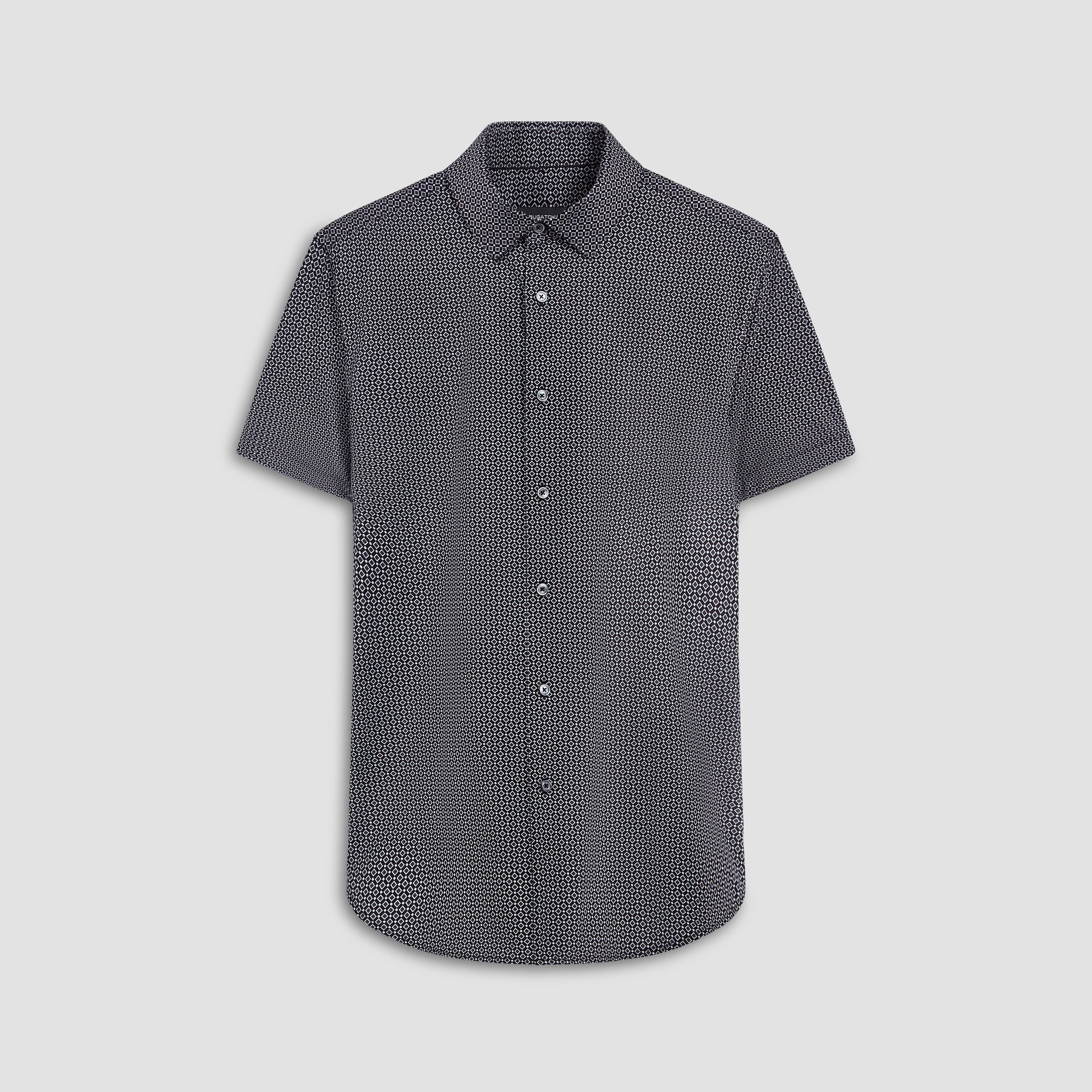 Miles Diamond Print OoohCotton Short Sleeve Shirt sold by Bugatchi