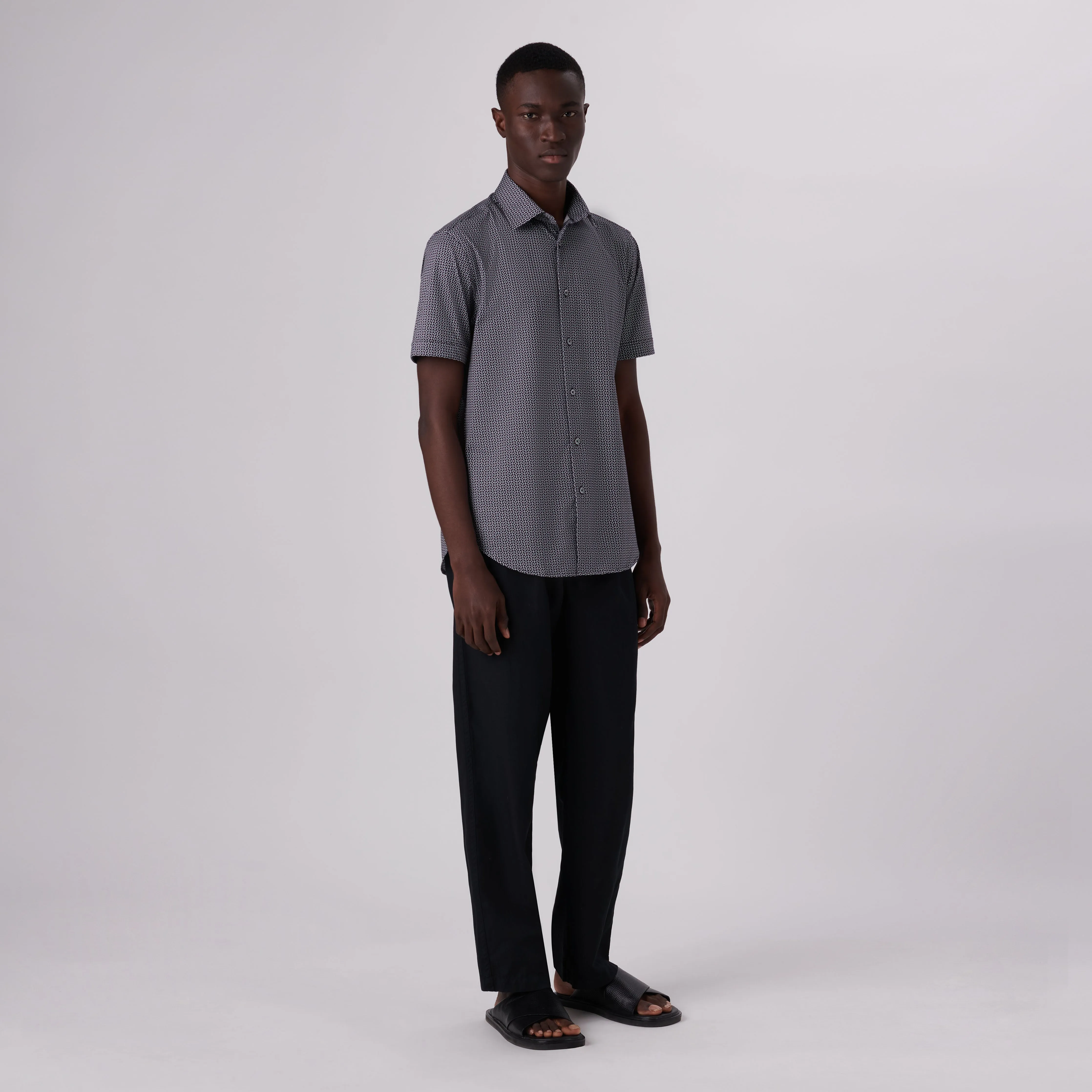 Miles Diamond Print OoohCotton Short Sleeve Shirt sold by Bugatchi product image thumbnail 5