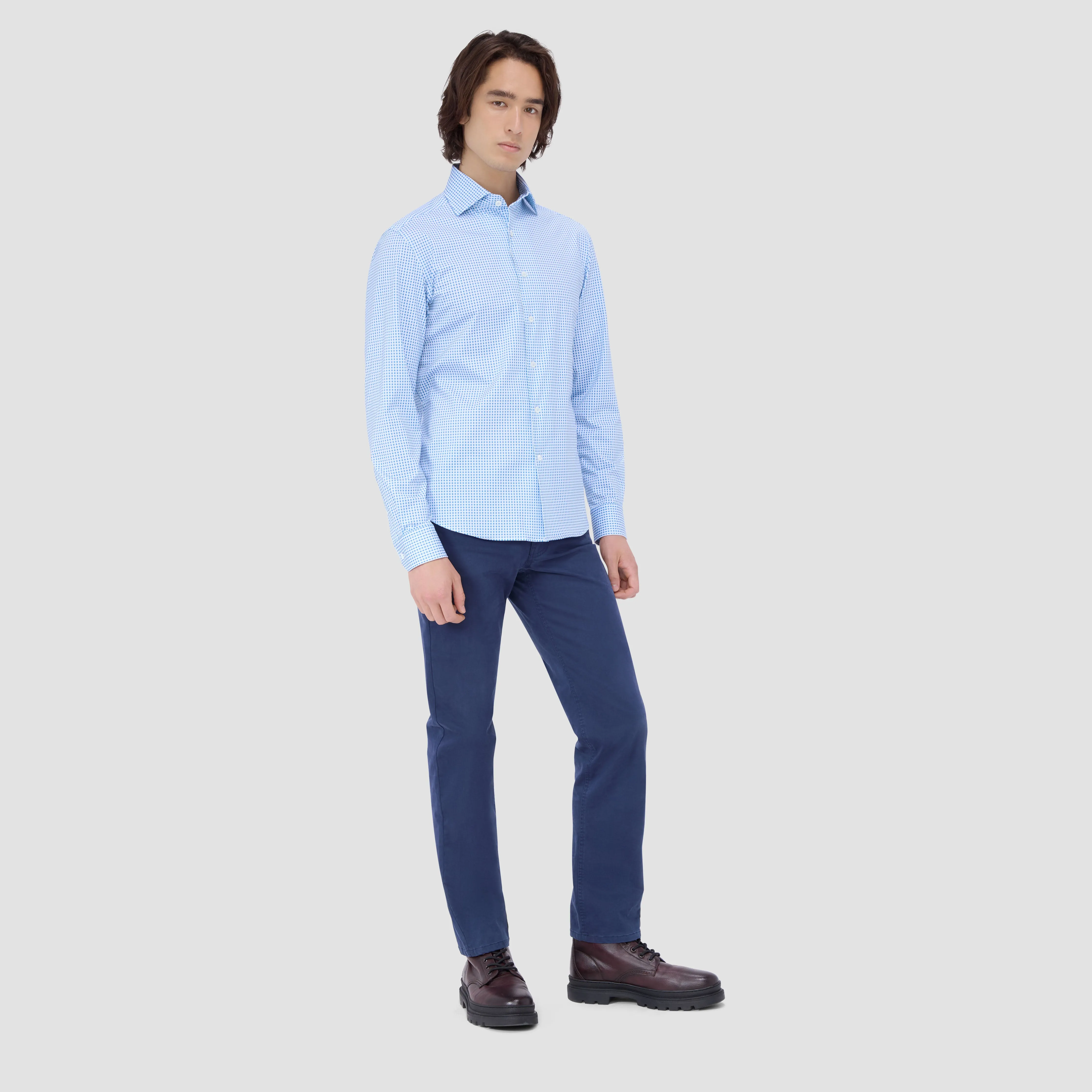 Devon Pin Check OoohCotton Shirt sold by Bugatchi product image thumbnail 5