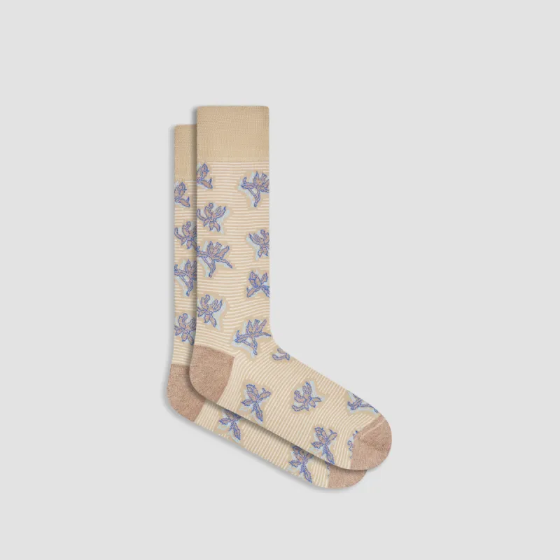 Striped Floral Mid-Calf Socks sold by Bugatchi