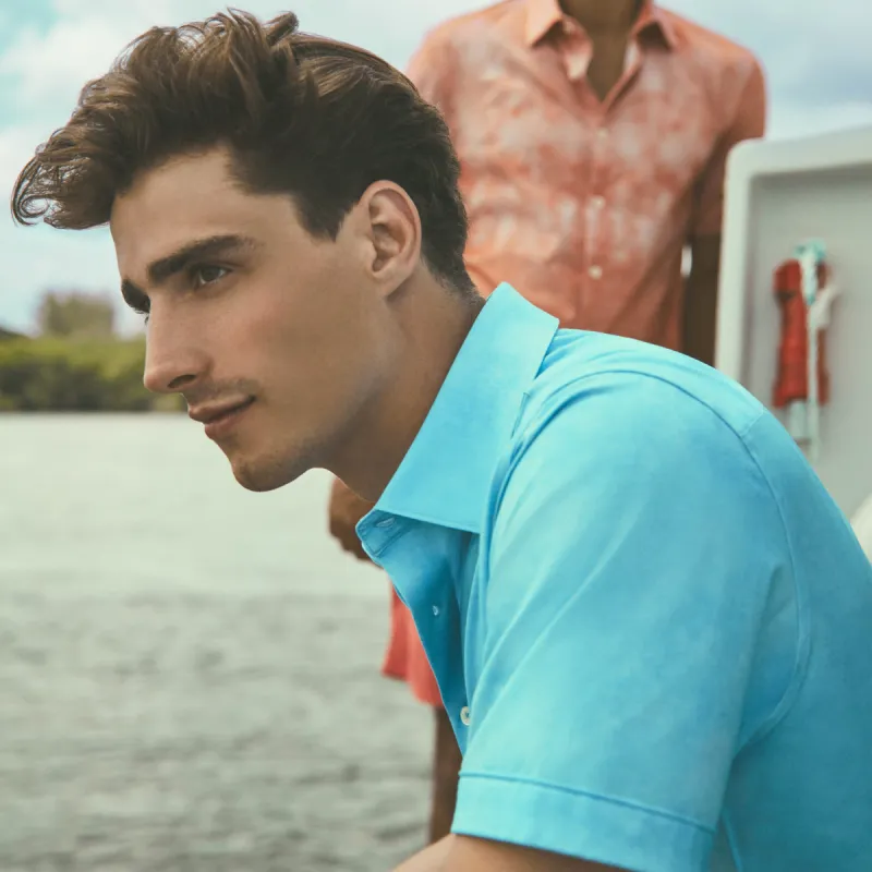 Miles Ombre OoohCotton Short Sleeve Shirt sold by Bugatchi