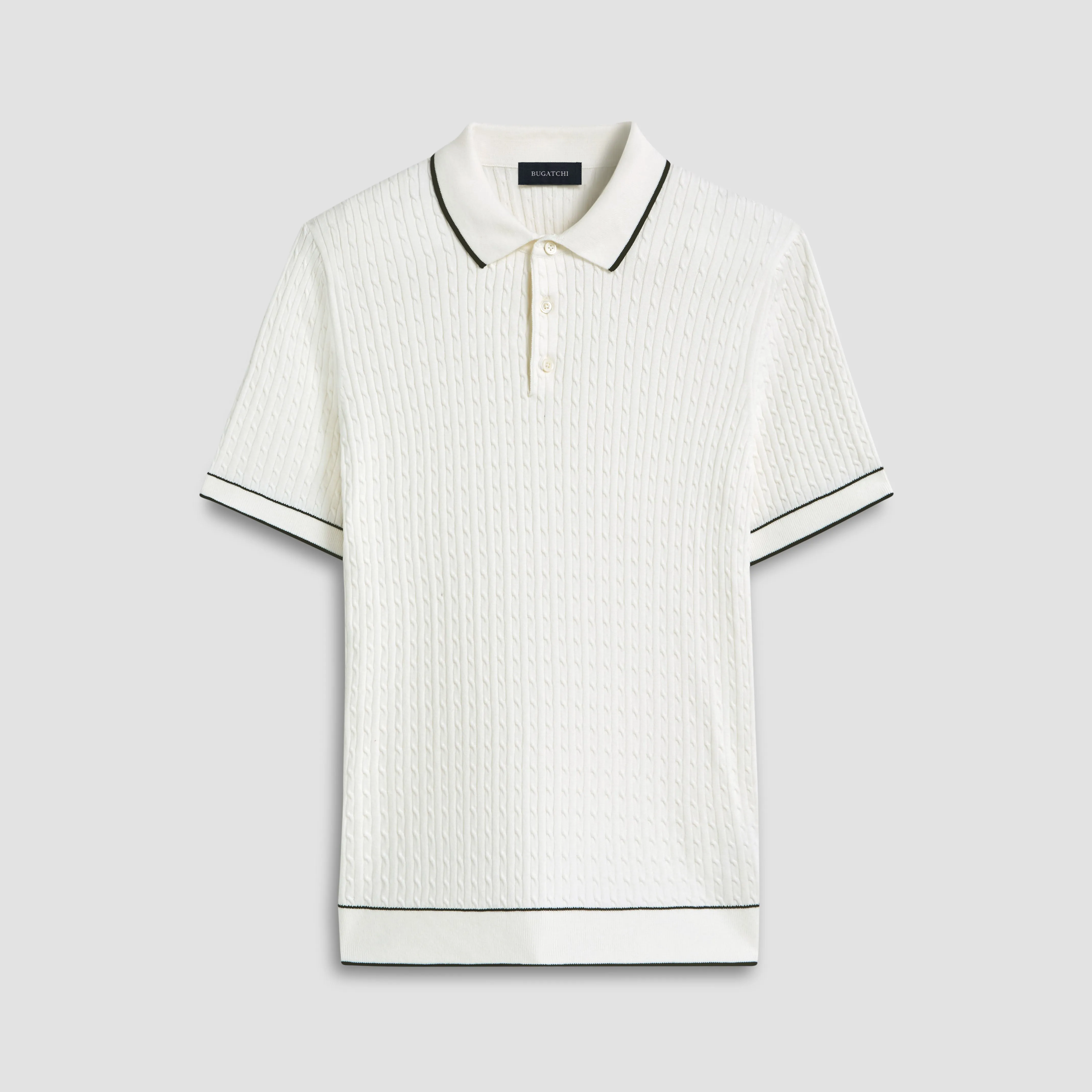 Cable Stitch Short Sleeve Polo Sweater sold by Bugatchi