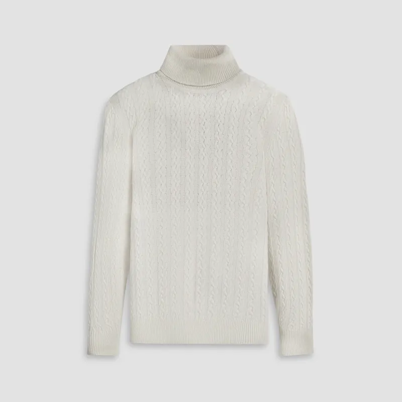 Solid Cable Turtleneck Sweater sold by Bugatchi