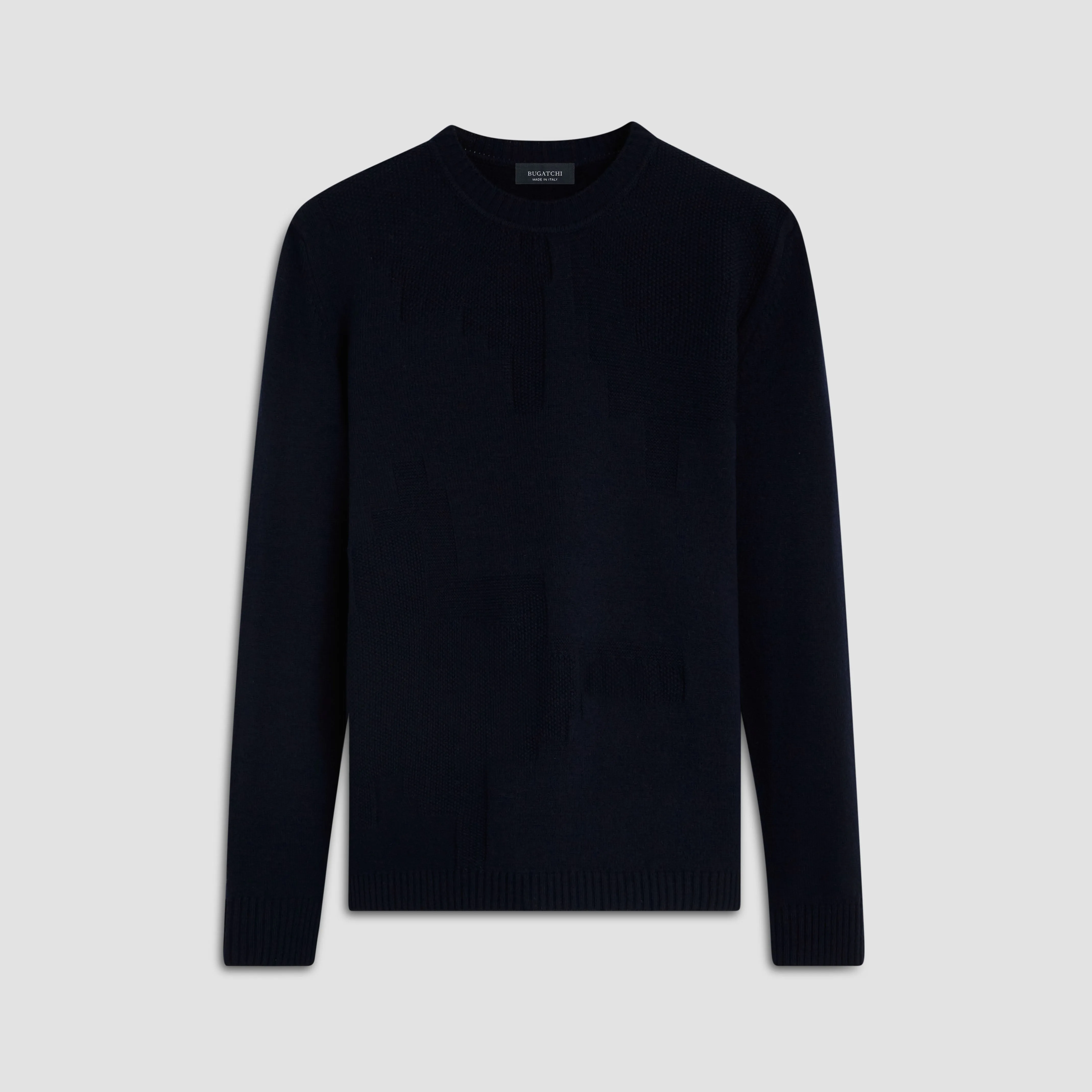 Solid Jacquard Crew Neck Sweater sold by Bugatchi