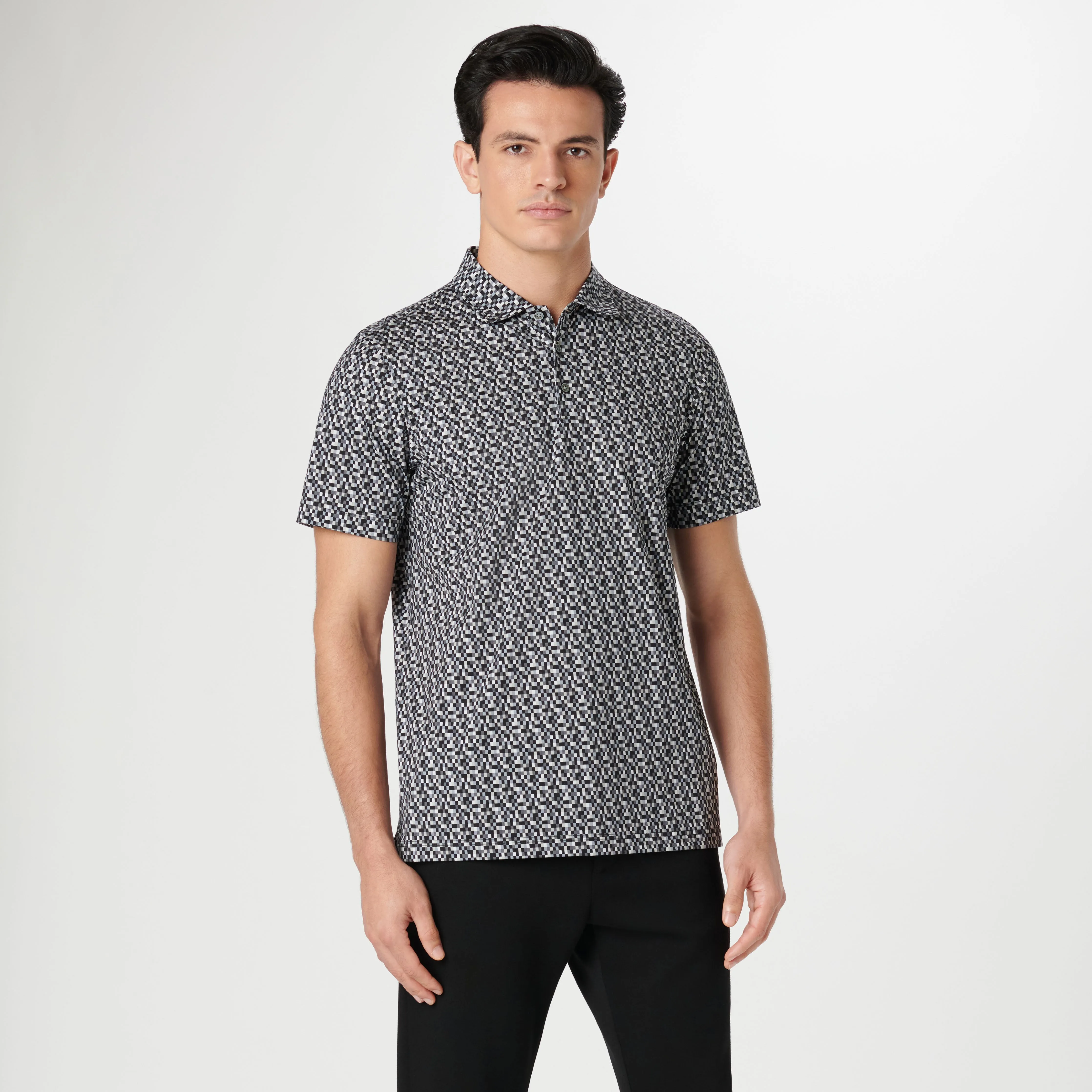 Victor Pixel Check OoohCotton Polo sold by Bugatchi product image thumbnail 2