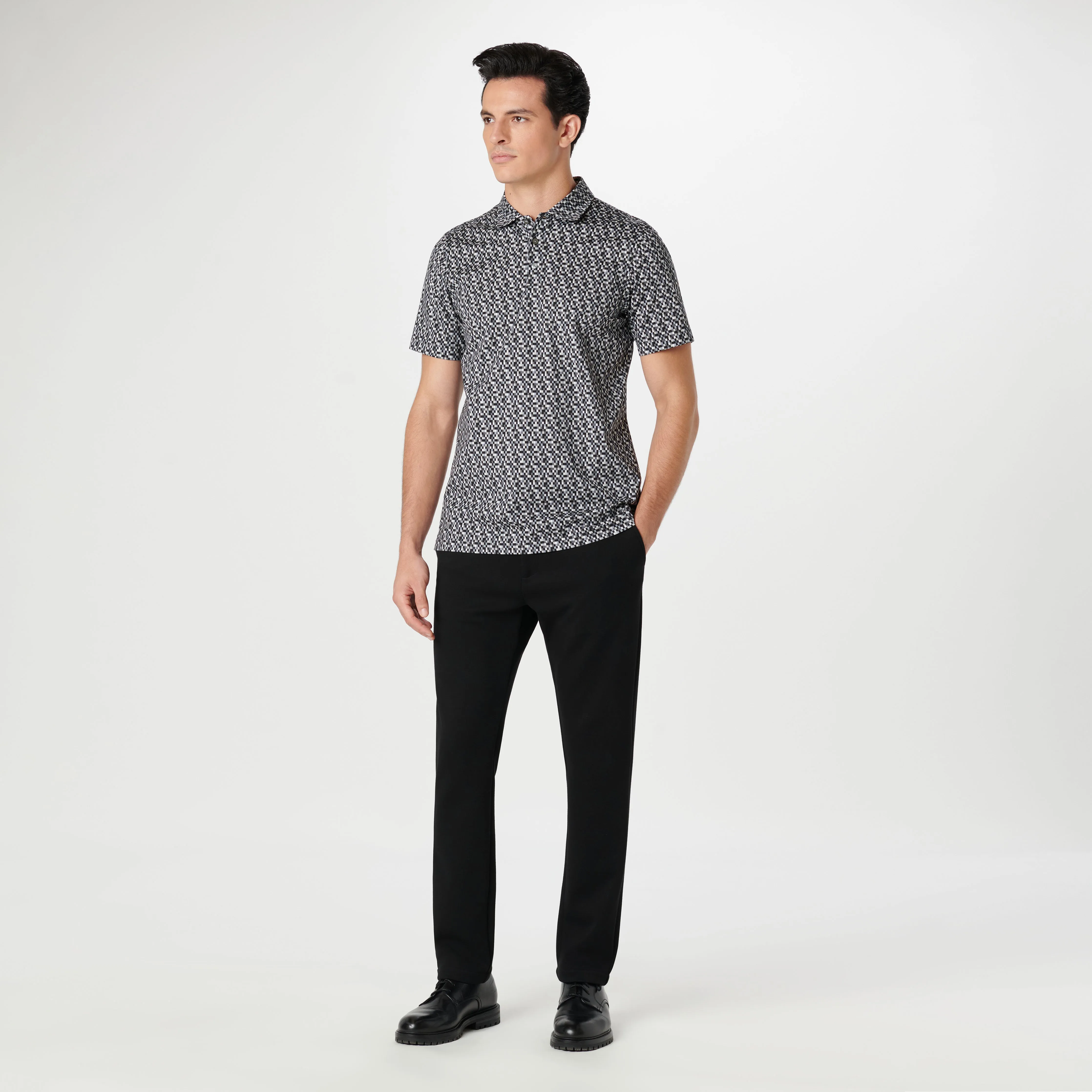 Victor Pixel Check OoohCotton Polo sold by Bugatchi product image thumbnail 5