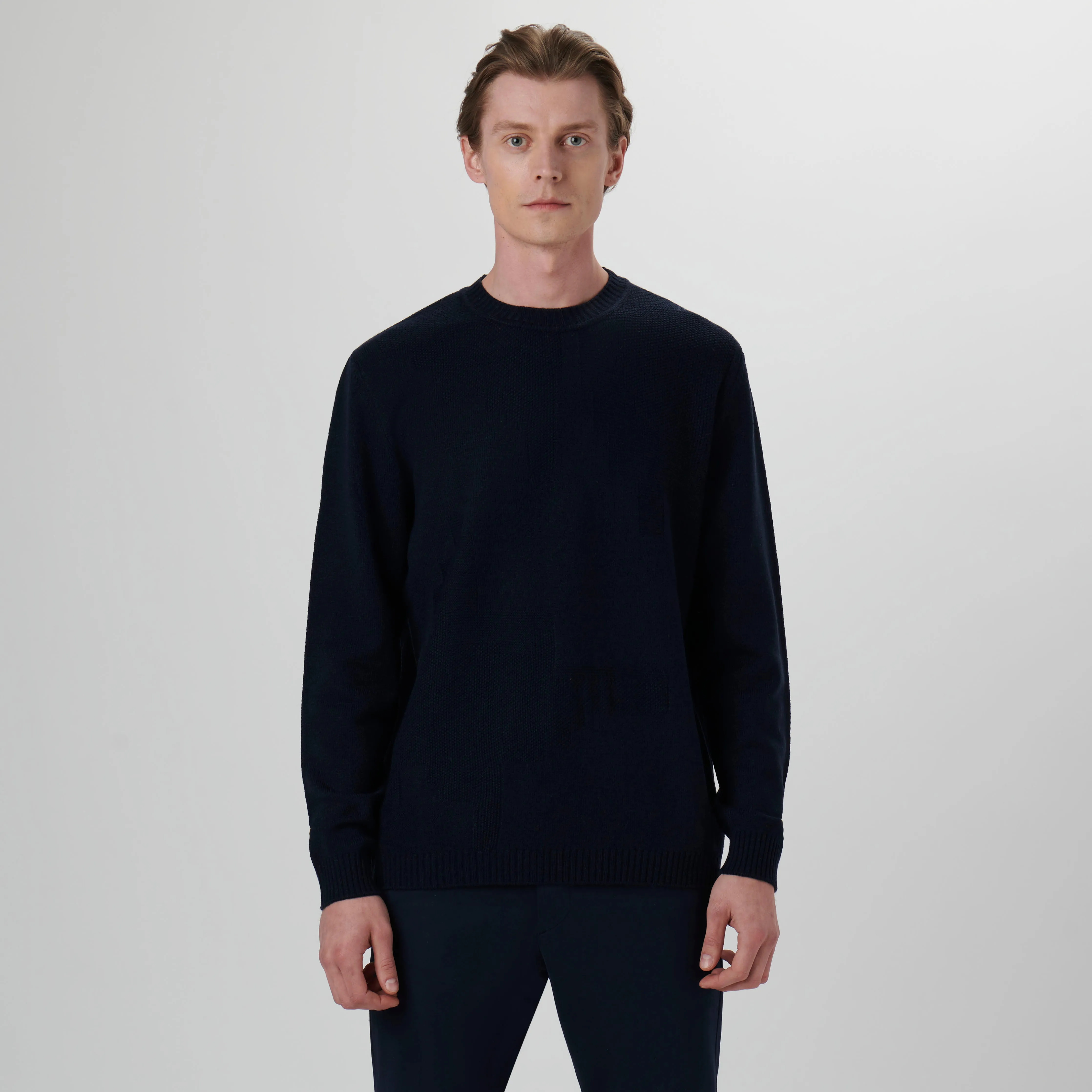 Solid Jacquard Crew Neck Sweater sold by Bugatchi product image thumbnail 2
