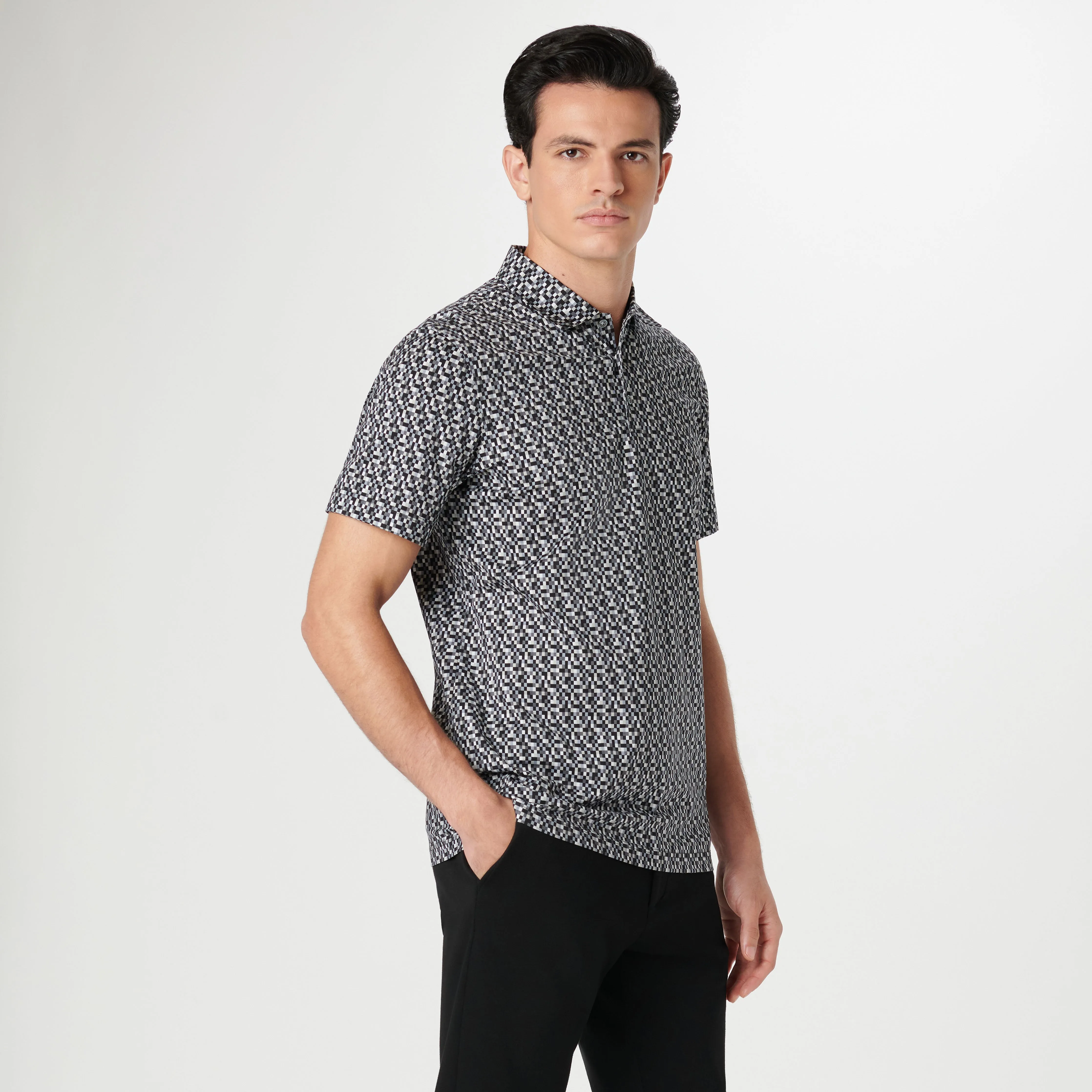 Victor Pixel Check OoohCotton Polo sold by Bugatchi product image thumbnail 3