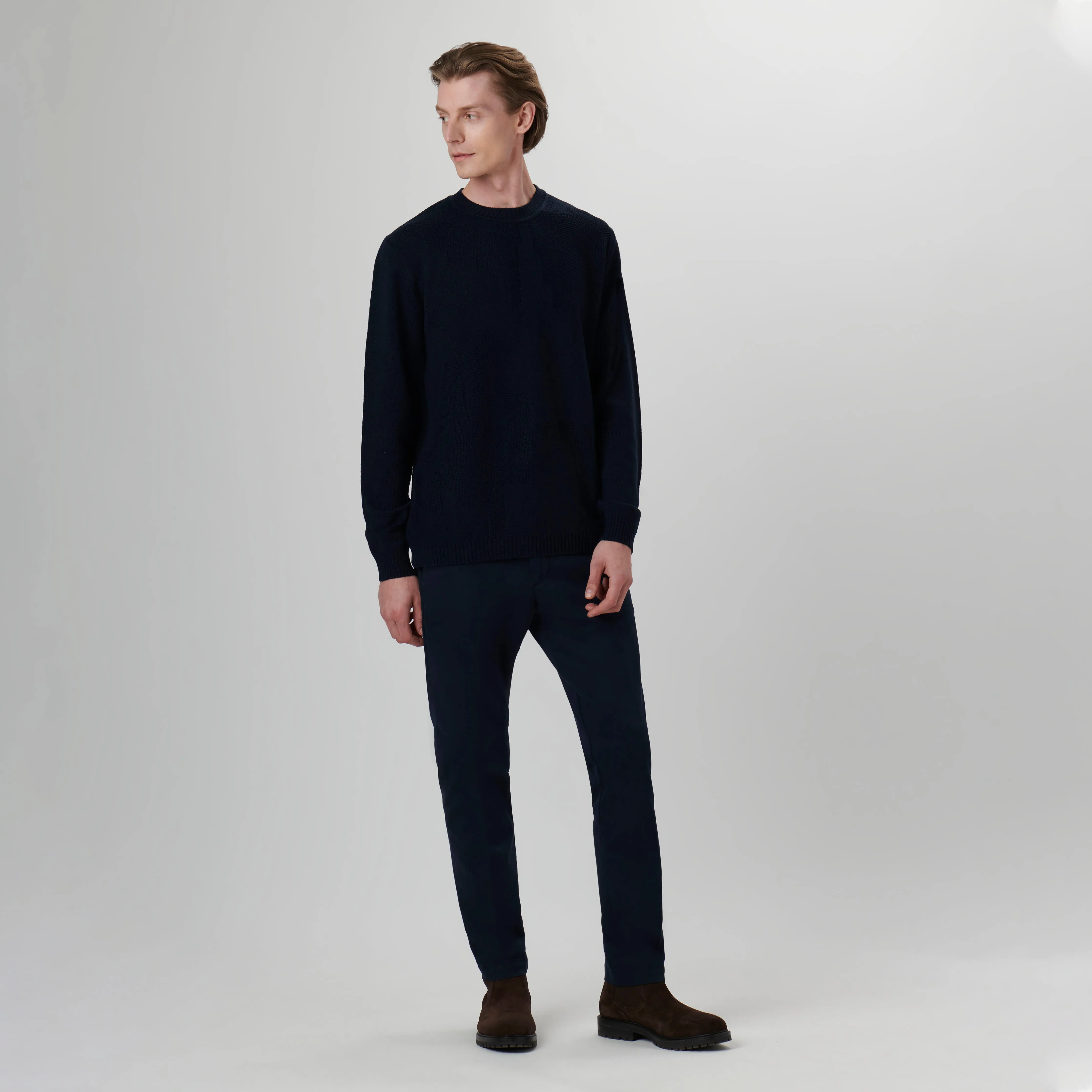 Solid Jacquard Crew Neck Sweater sold by Bugatchi product image thumbnail 5