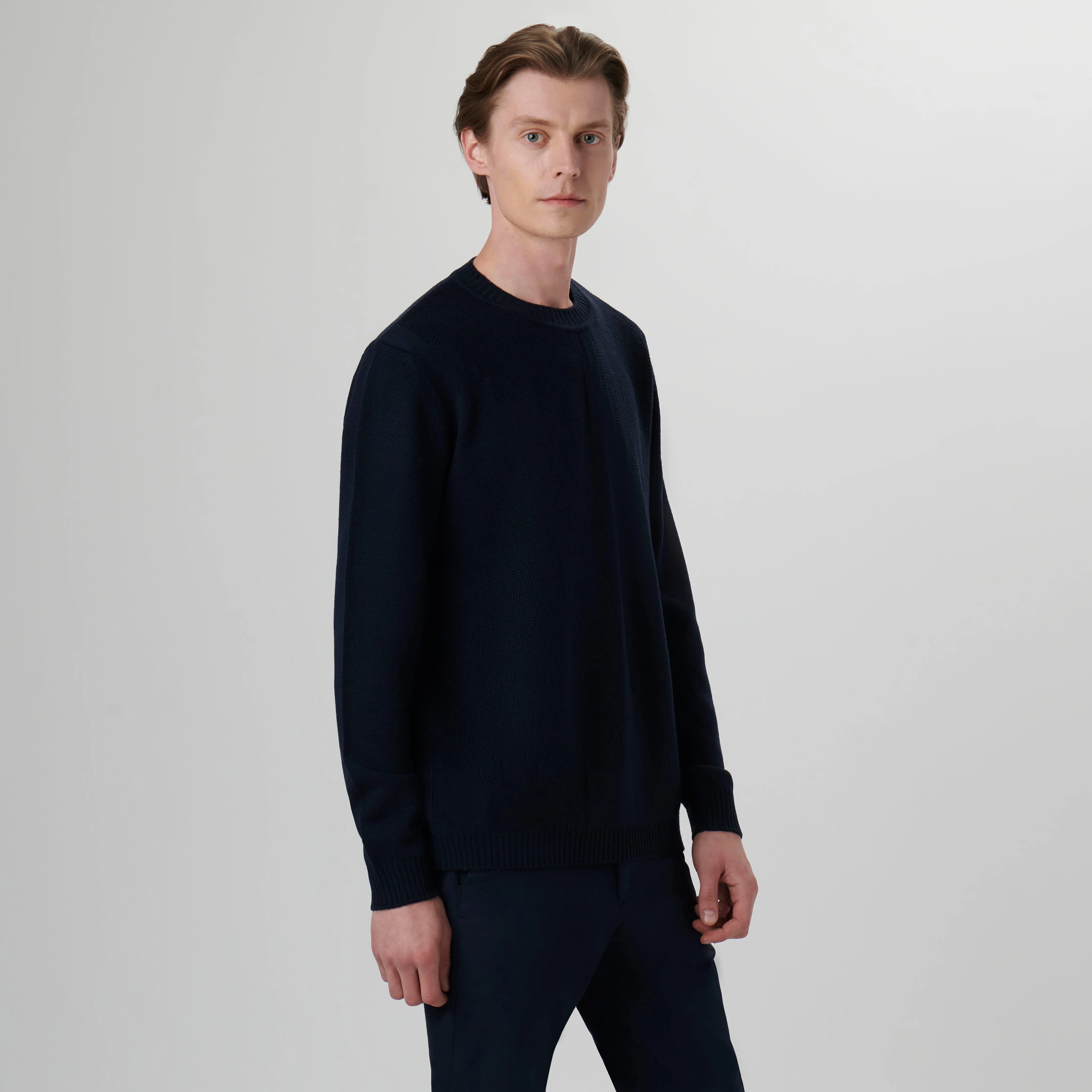 Solid Jacquard Crew Neck Sweater sold by Bugatchi product image thumbnail 3