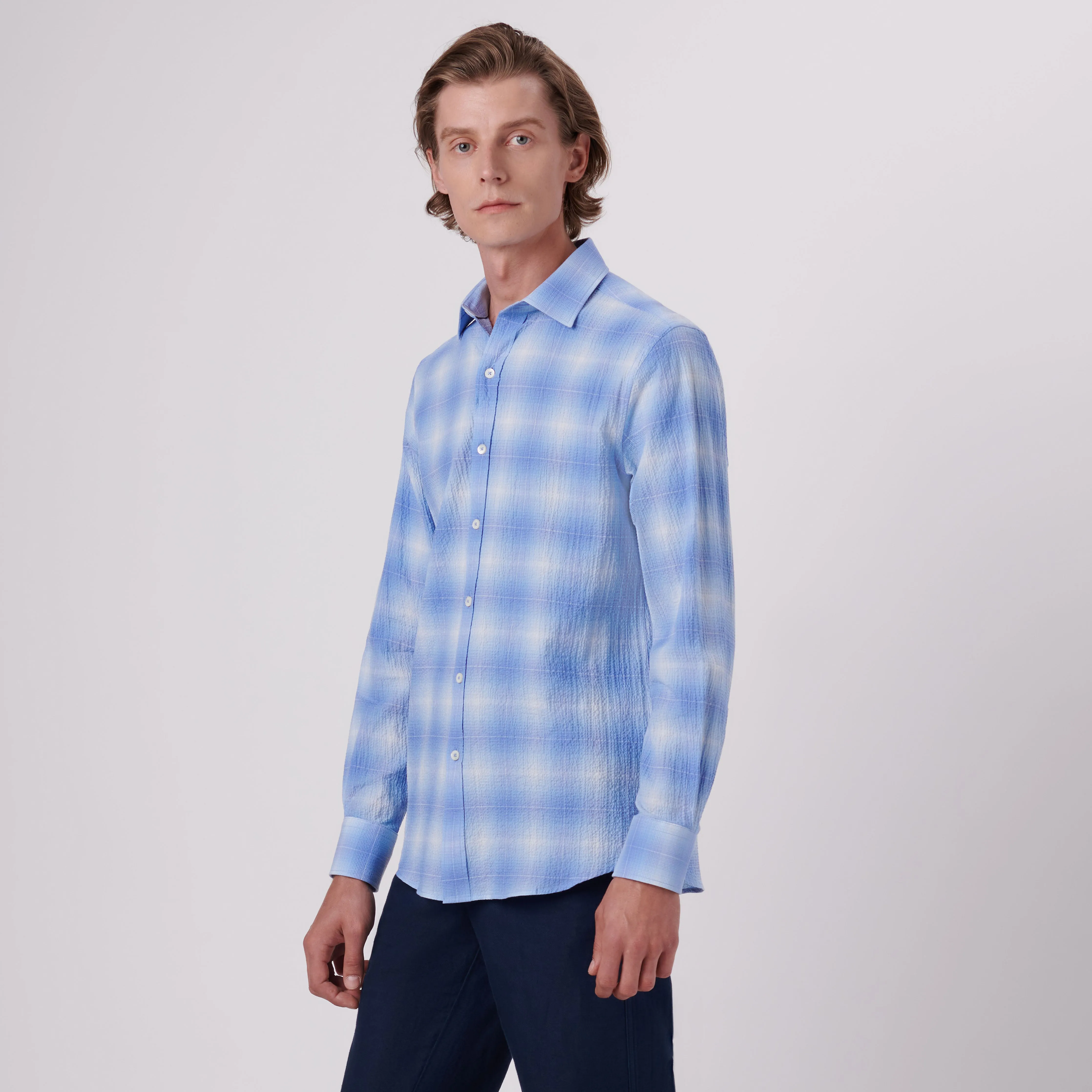 Julian Windowpane Check Shirt sold by Bugatchi product image thumbnail 3