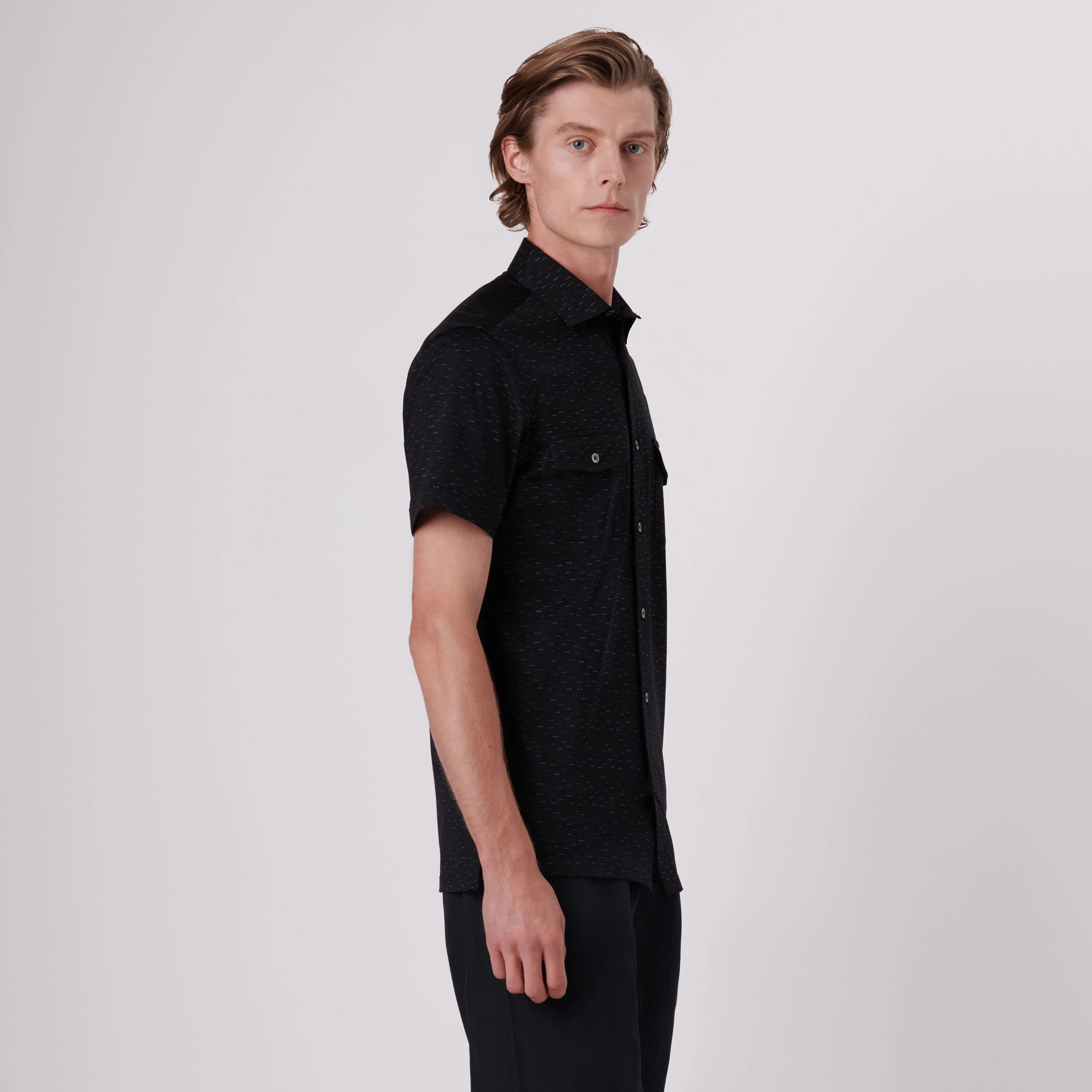 Milo Stitch Print OoohCotton Short Sleeve Shirt sold by Bugatchi product image thumbnail 3