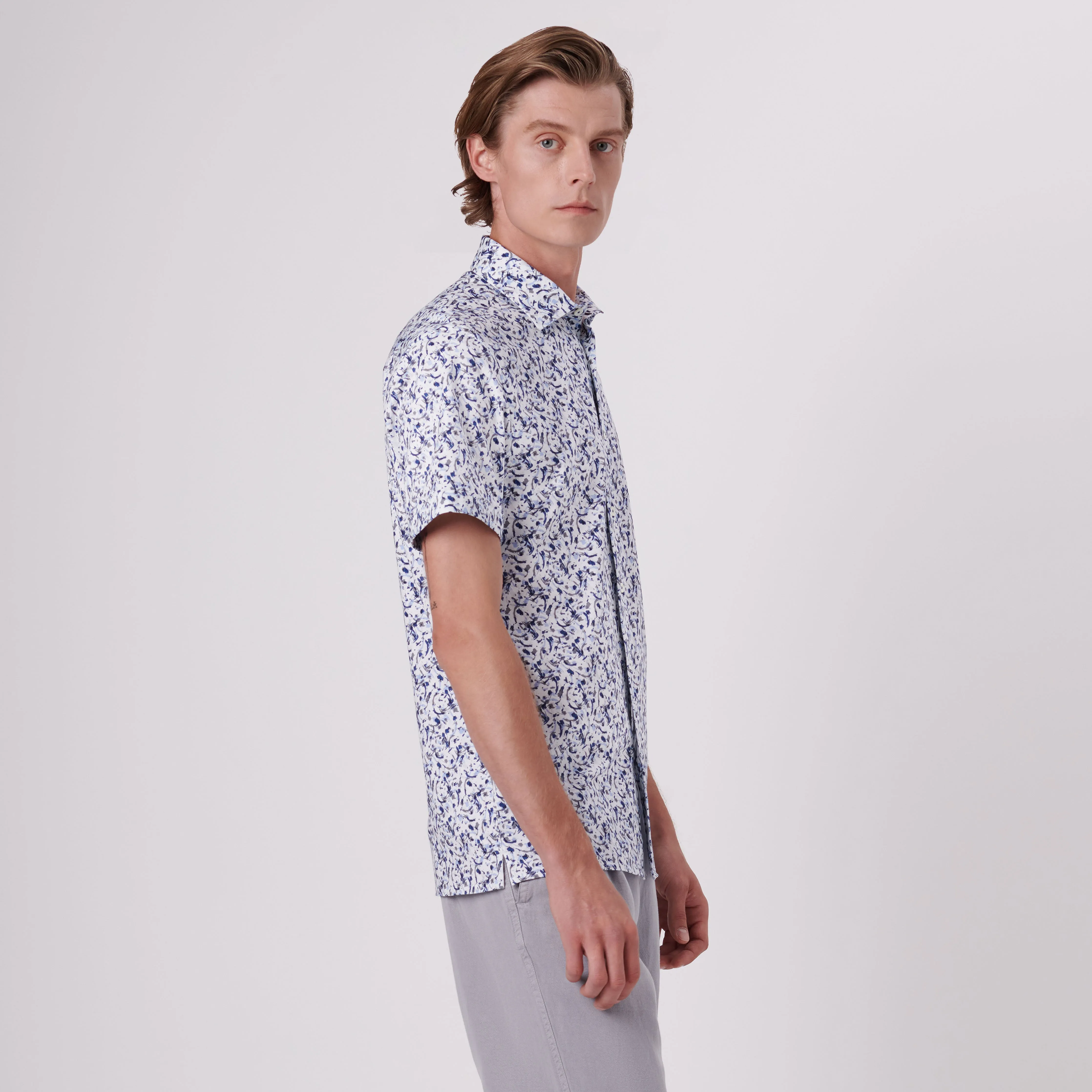 Milo Abstract Print OoohCotton Short Sleeve Shirt sold by Bugatchi product image thumbnail 3