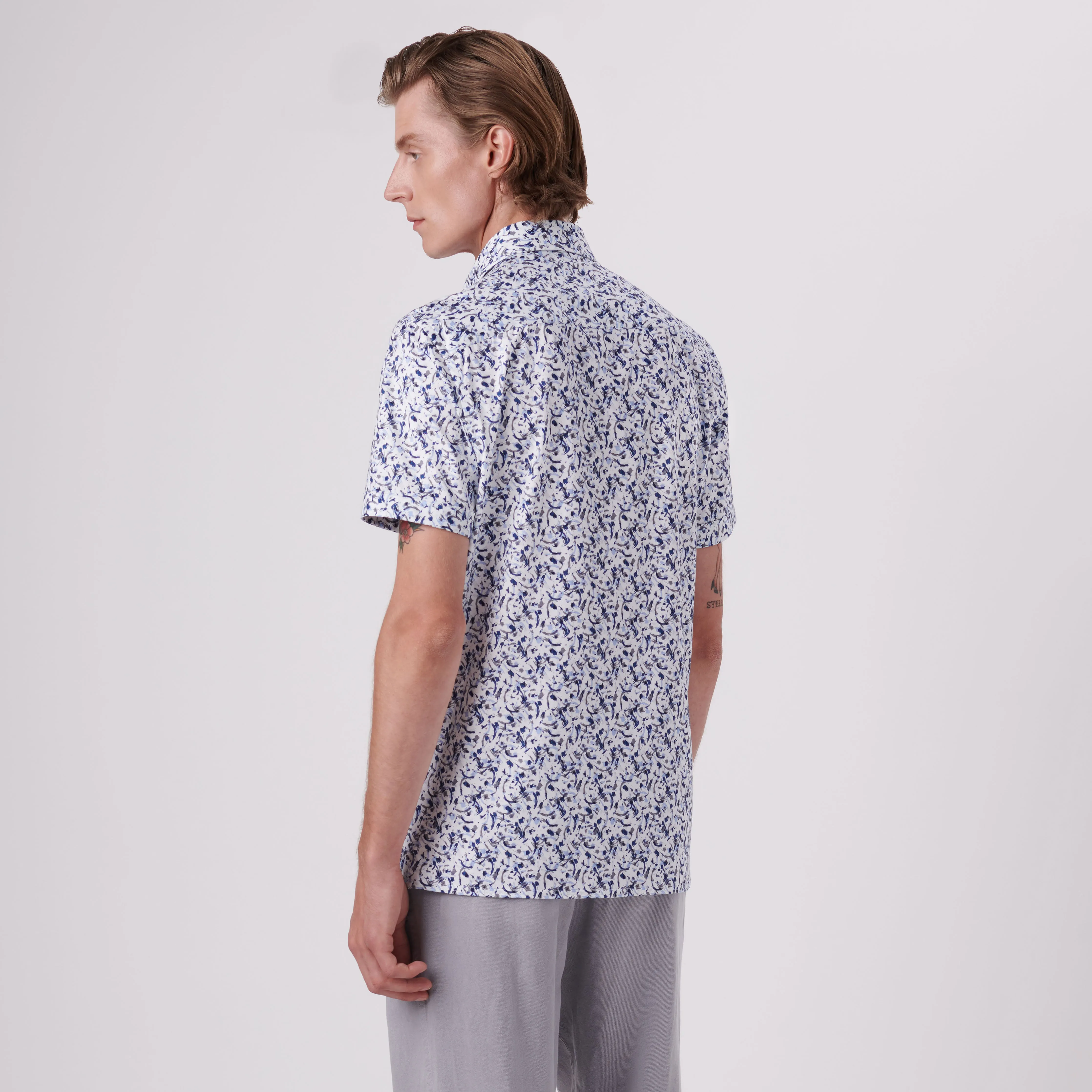 Milo Abstract Print OoohCotton Short Sleeve Shirt sold by Bugatchi product image thumbnail 4