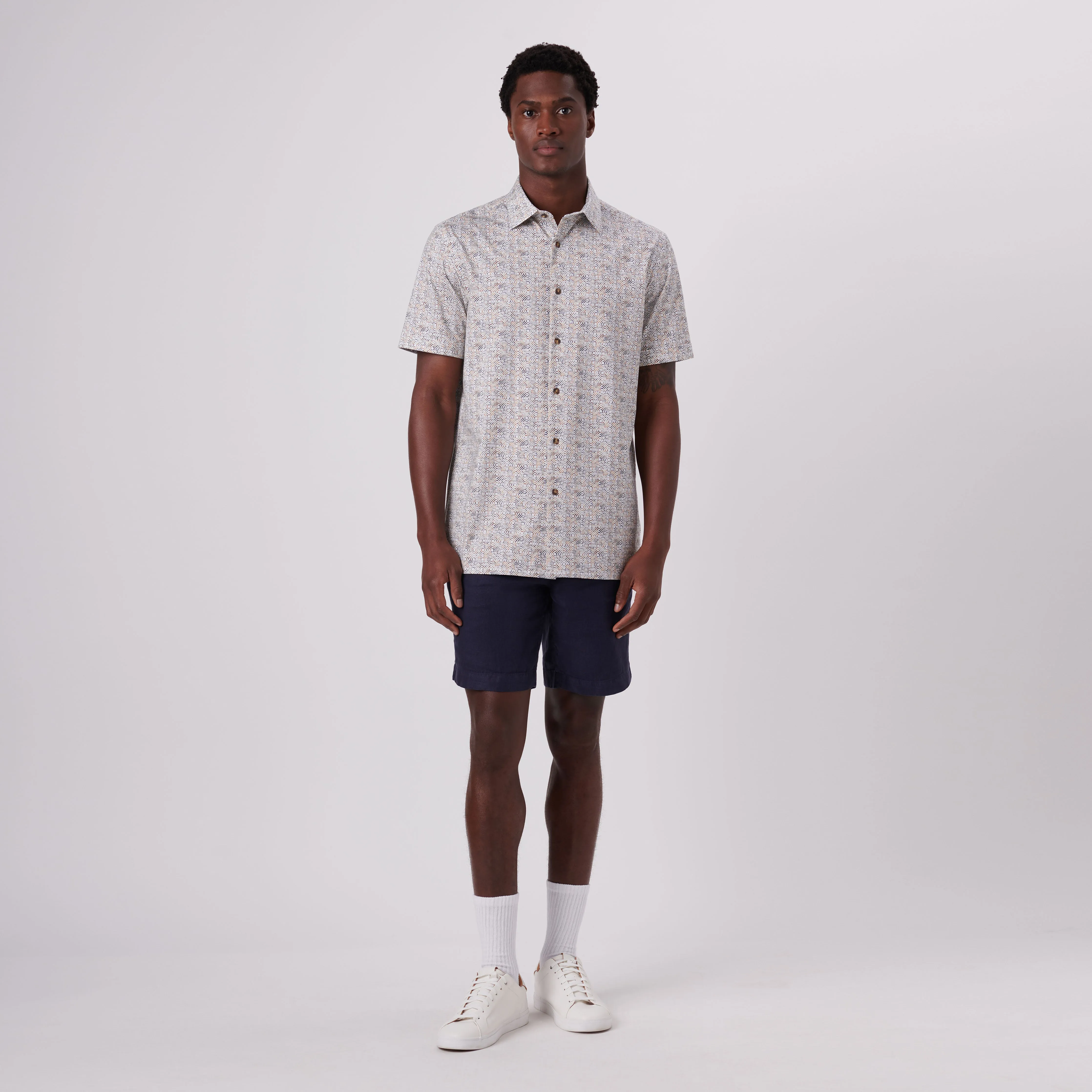 Milo Mosaic Print OoohCotton Short Sleeve Shirt sold by Bugatchi product image thumbnail 5
