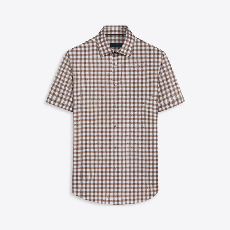 MILES Gingham Check OoohCotton Short Sleeve Shirt sold by Bugatchi