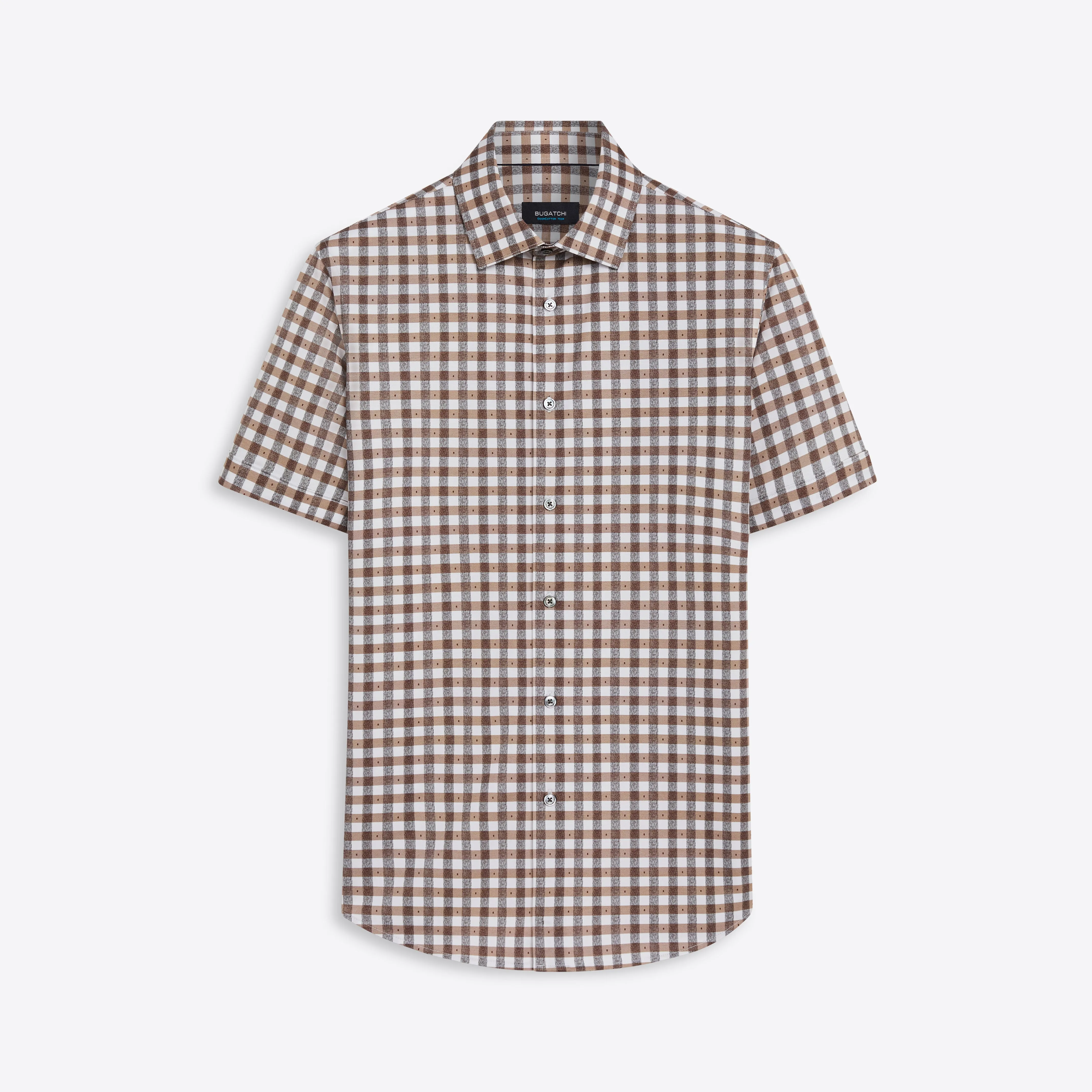 MILES Gingham Check OoohCotton Short Sleeve Shirt sold by Bugatchi