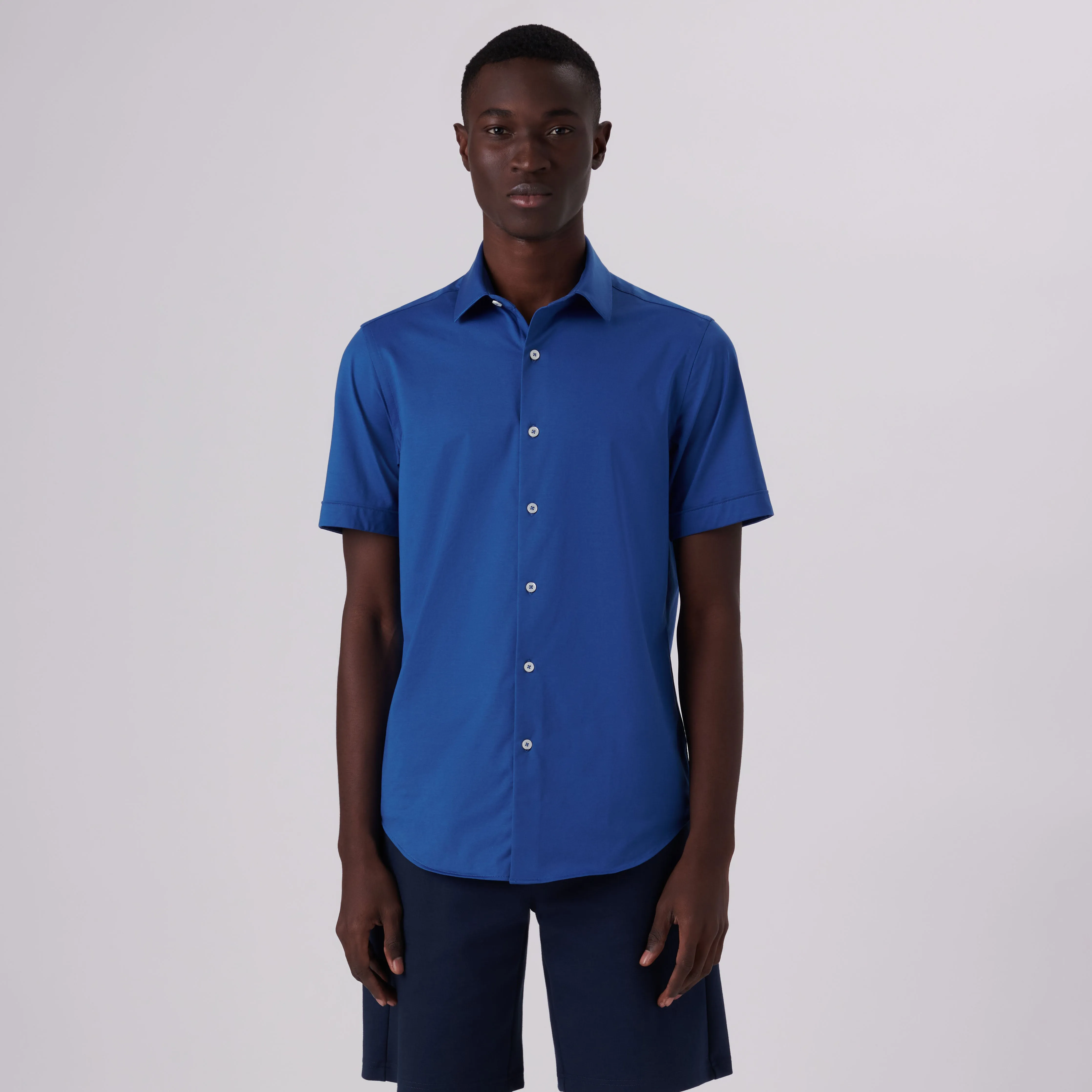 Miles Solid OoohCotton Short Sleeve Shirt sold by Bugatchi product image thumbnail 2