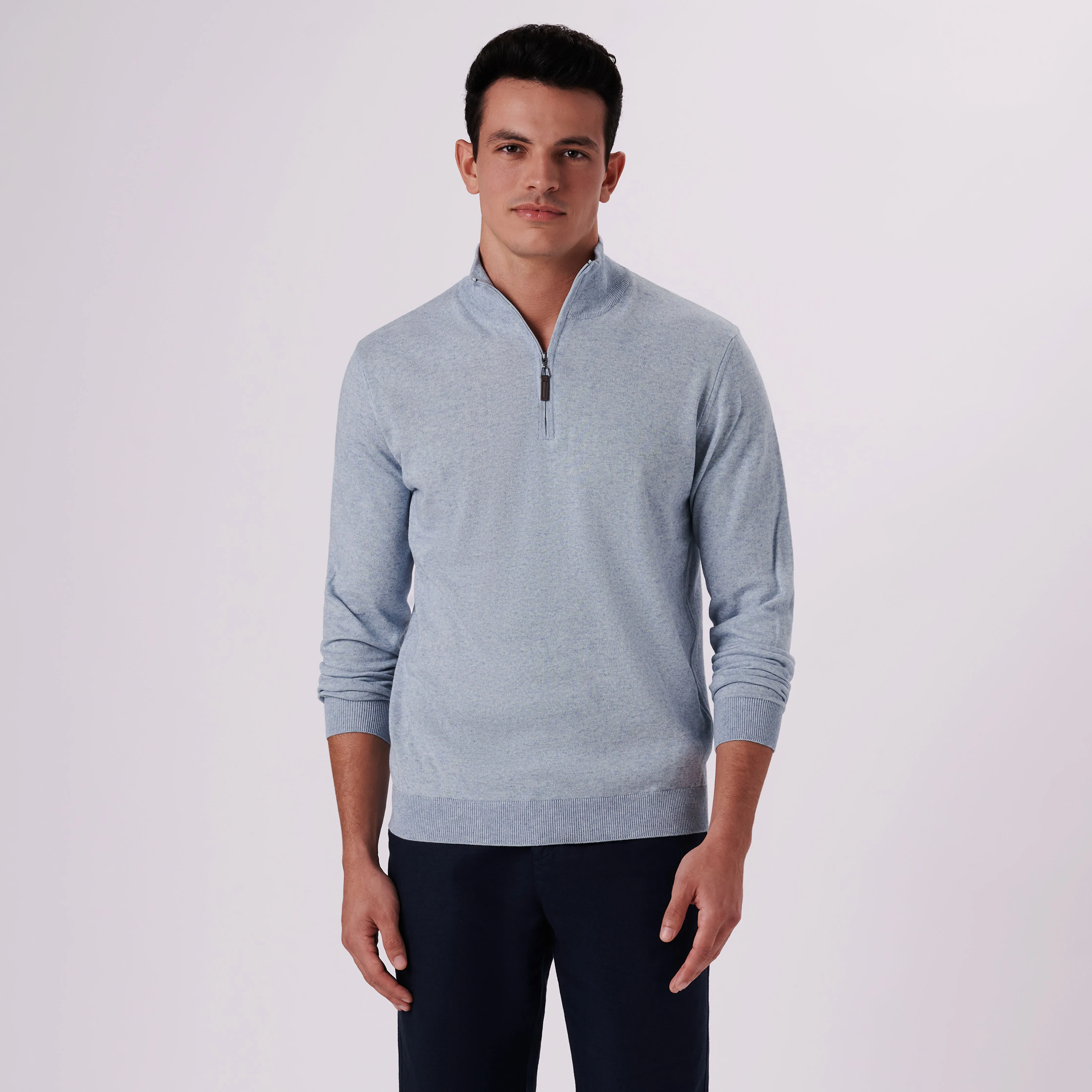 Solid Cotton Cashmere Quarter Zip Sweater sold by Bugatchi product image thumbnail 2