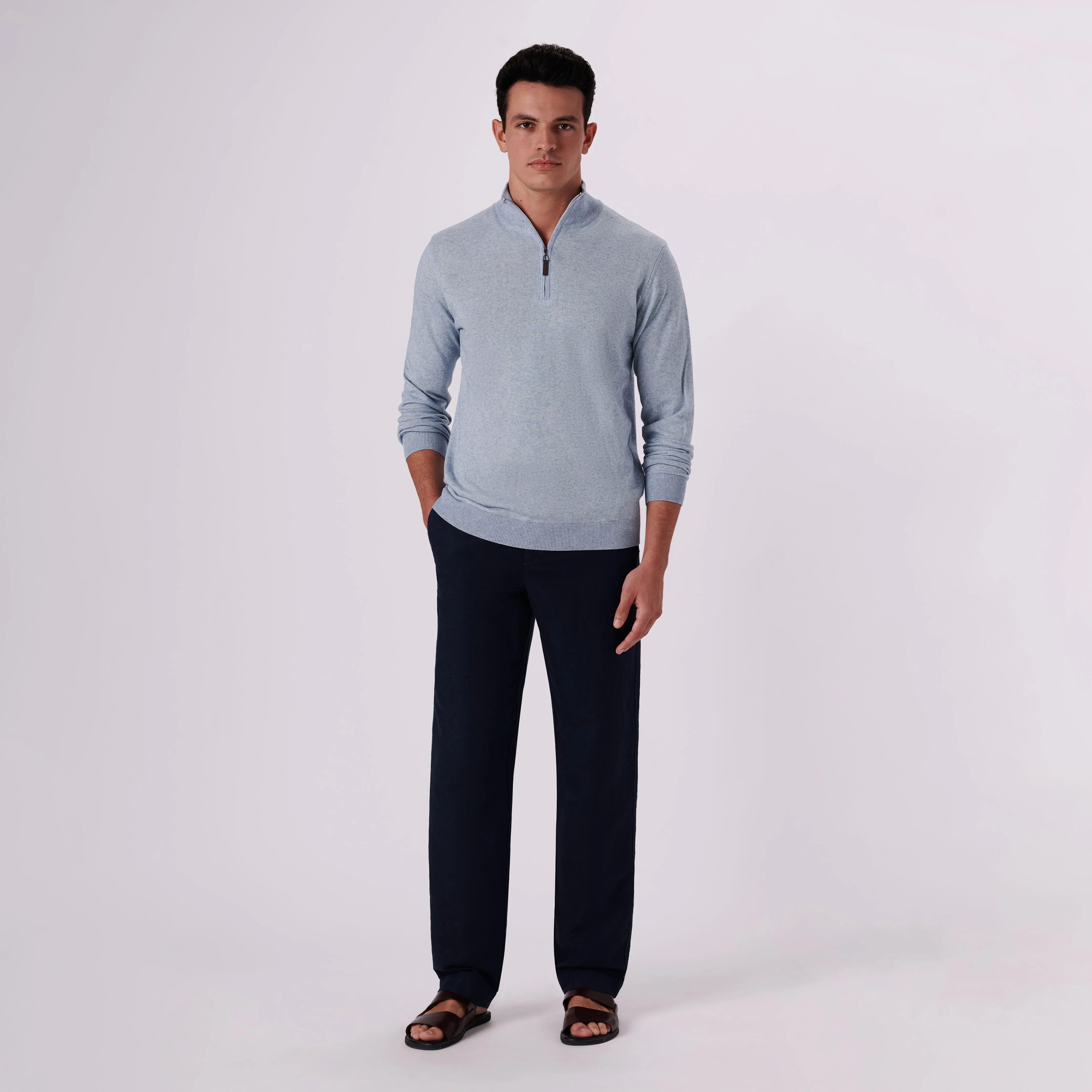 Solid Cotton Cashmere Quarter Zip Sweater sold by Bugatchi product image thumbnail 5