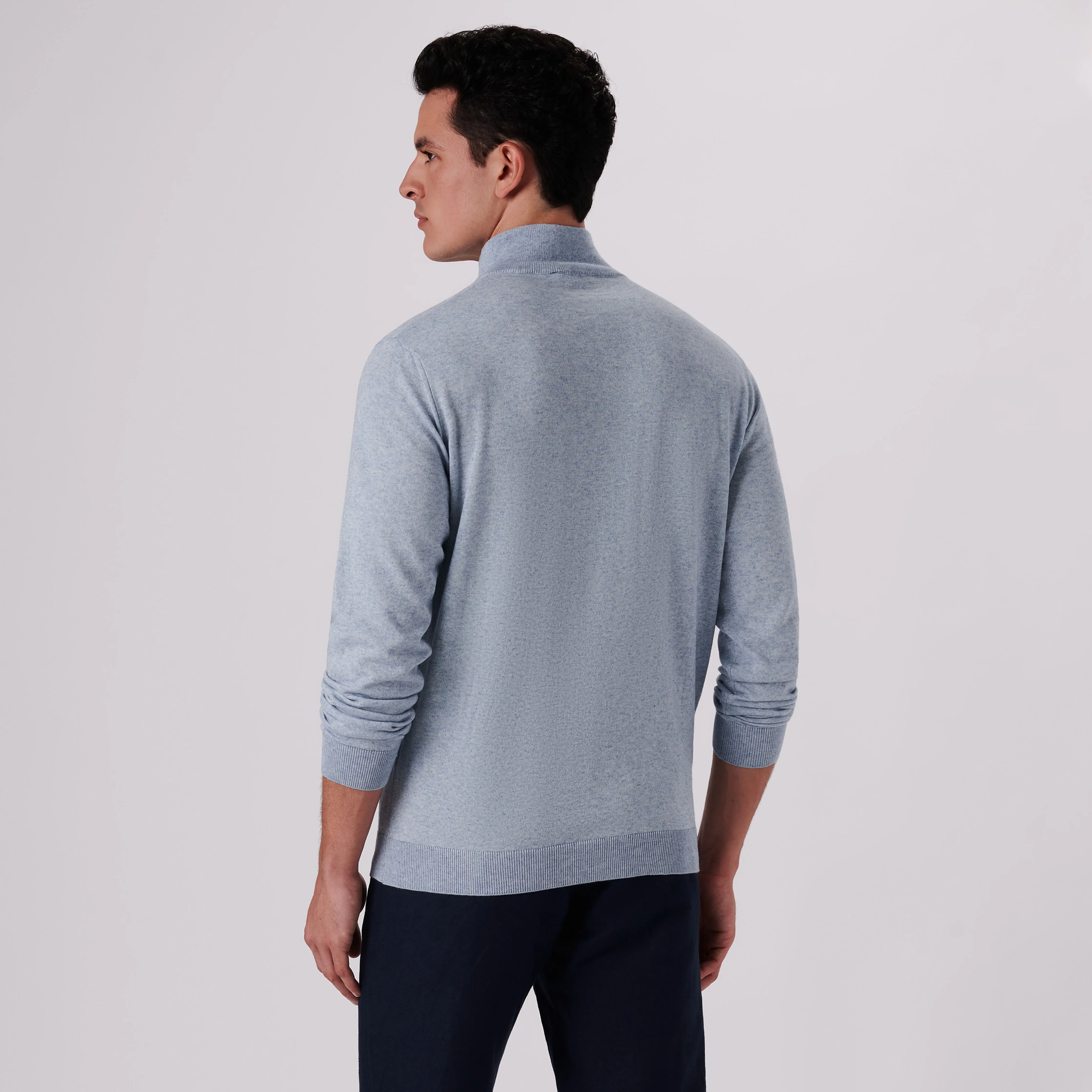 Solid Cotton Cashmere Quarter Zip Sweater sold by Bugatchi product image thumbnail 4