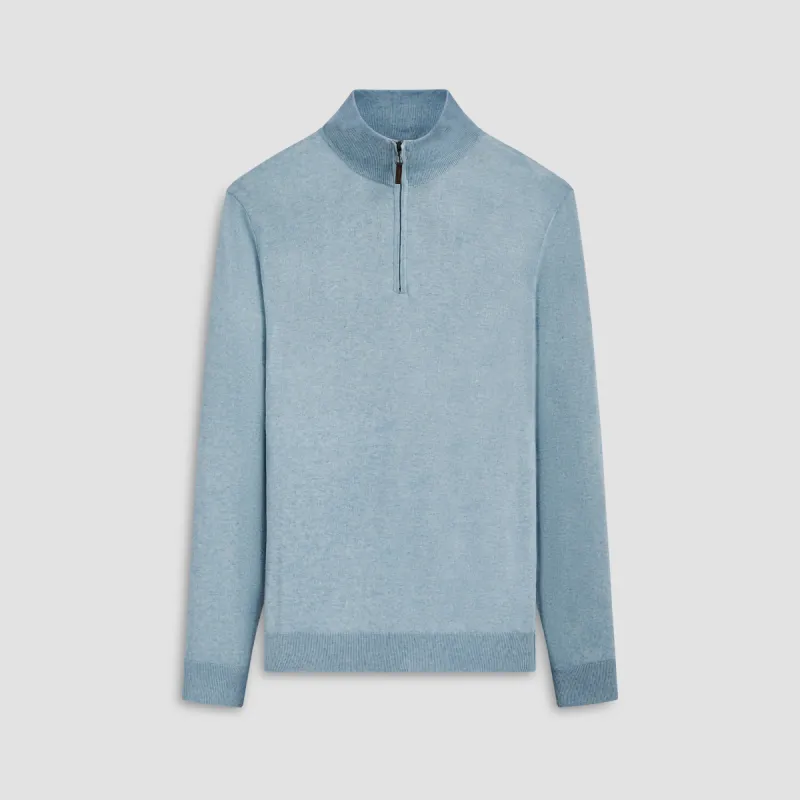 Solid Cotton Cashmere Quarter Zip Sweater sold by Bugatchi