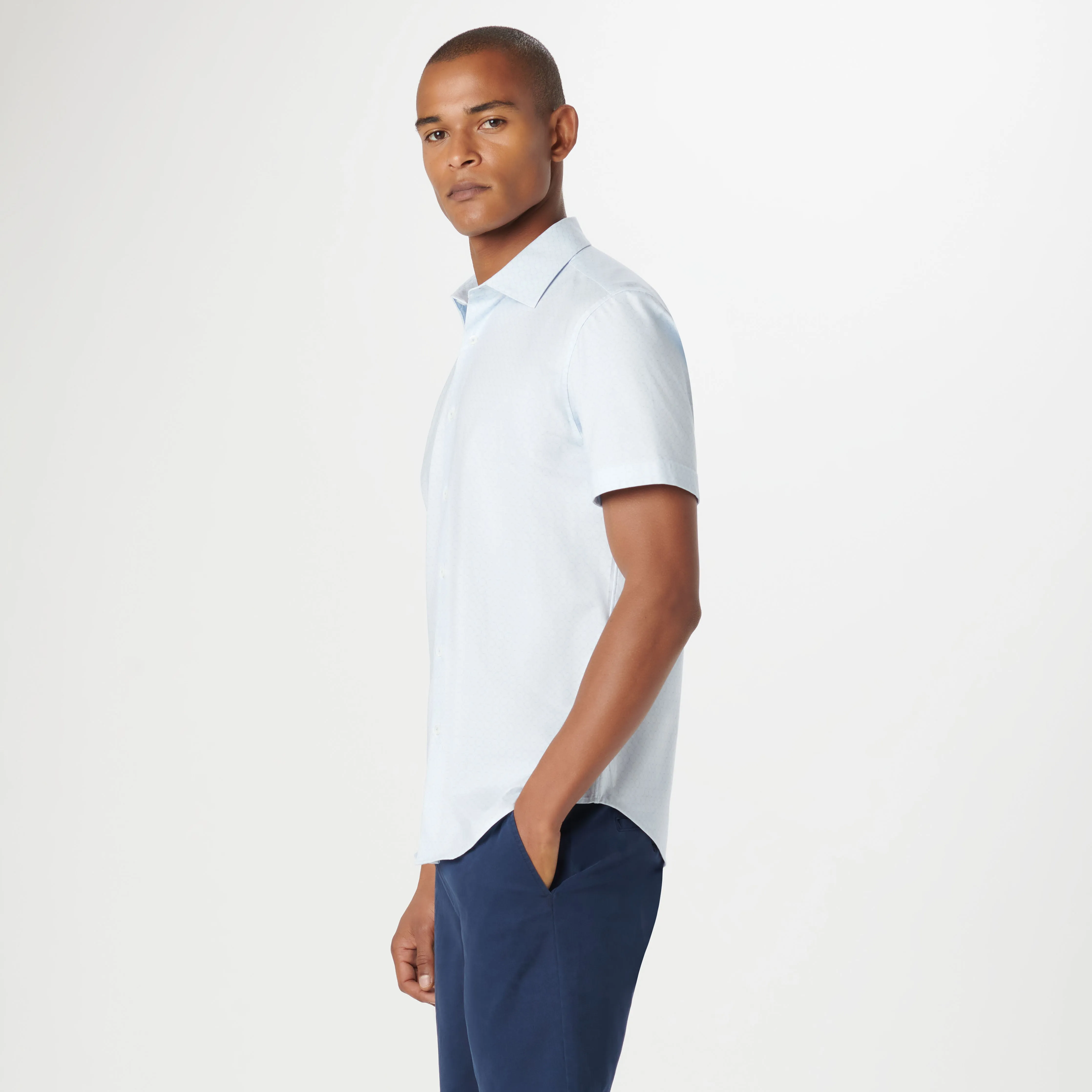 Miles Geometric OoohCotton Short Sleeve Shirt sold by Bugatchi product image thumbnail 3