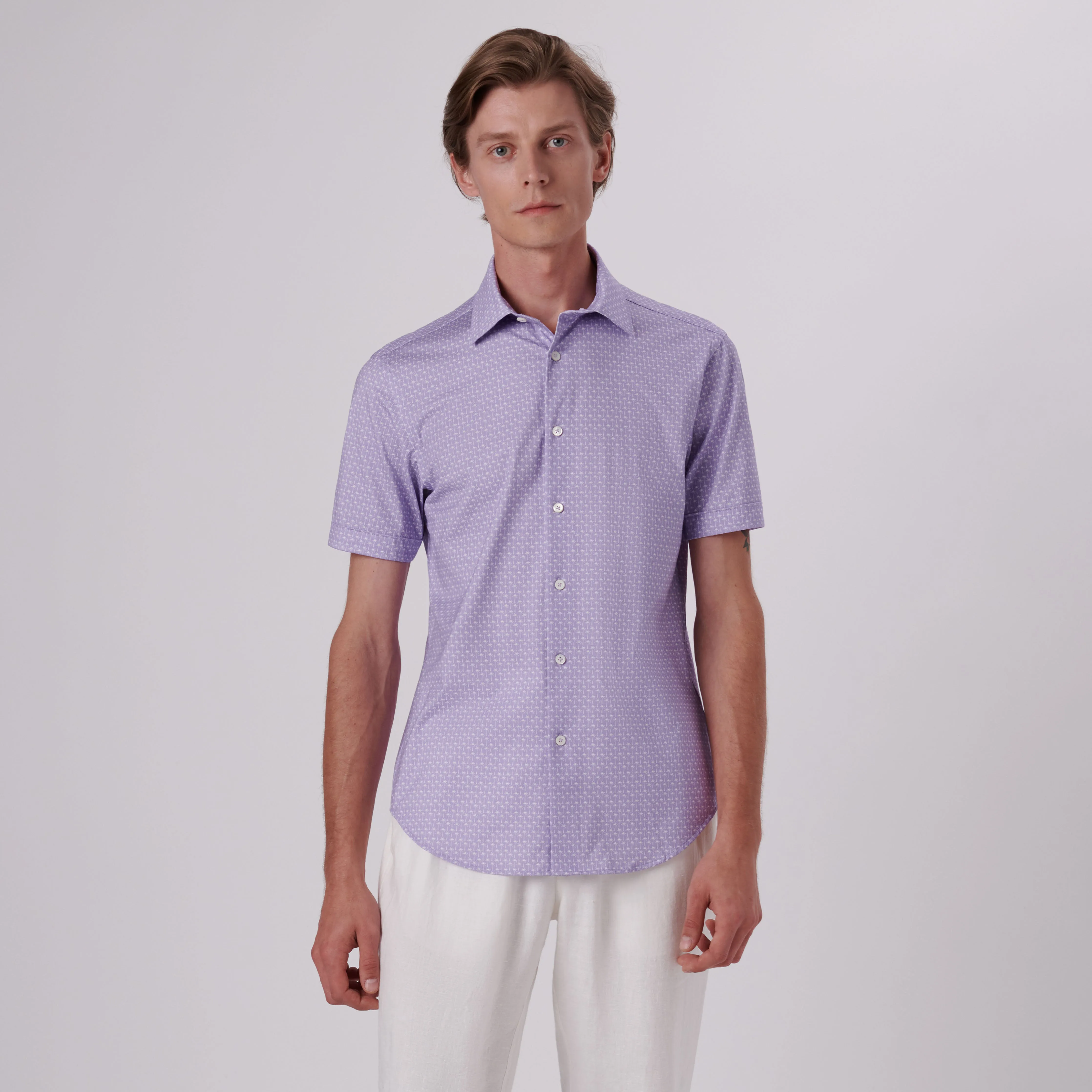 Miles Palm Tree Print OoohCotton Short Sleeve Shirt sold by Bugatchi product image thumbnail 2