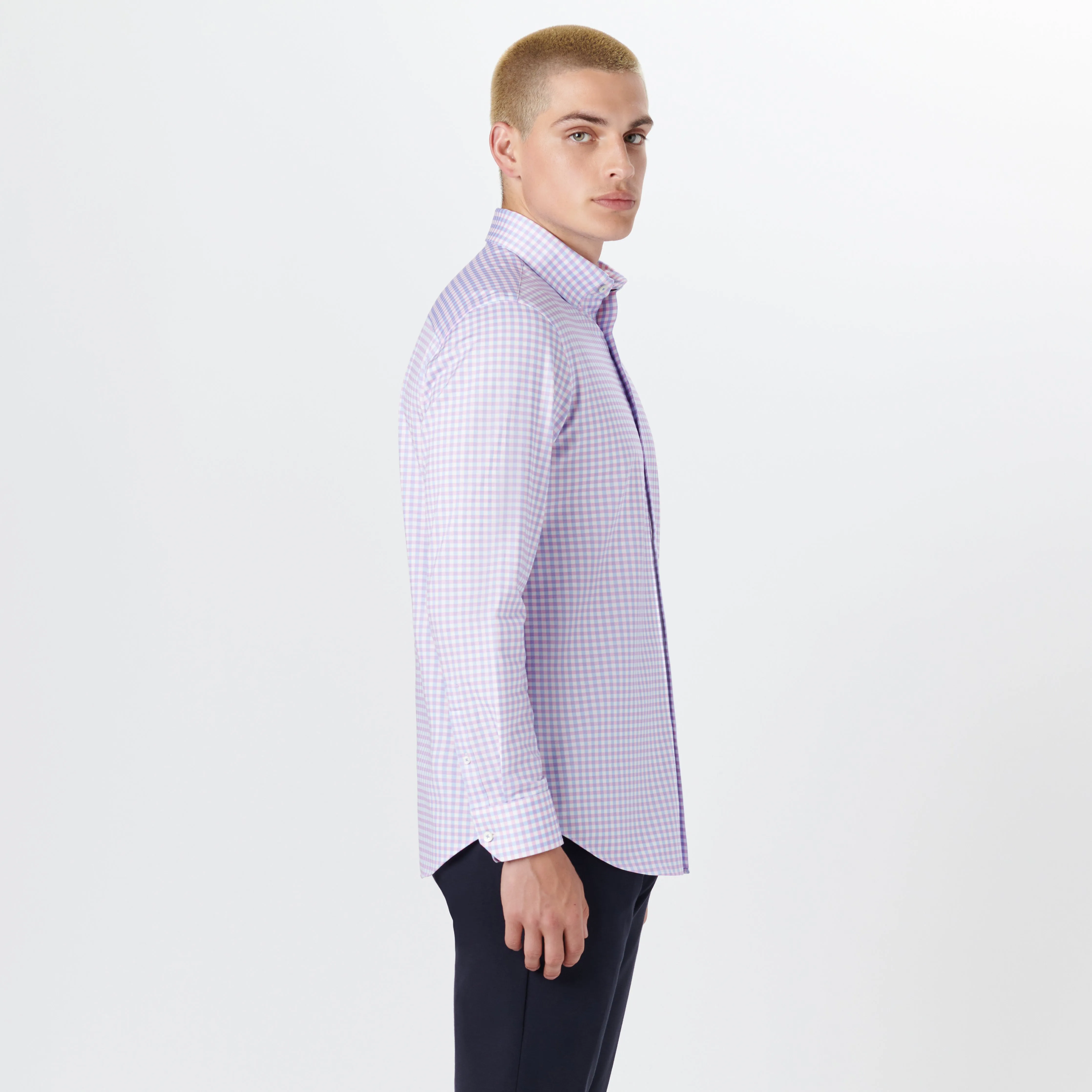 JAMES Gingham Check OoohCotton Twill Shirt sold by Bugatchi product image thumbnail 3