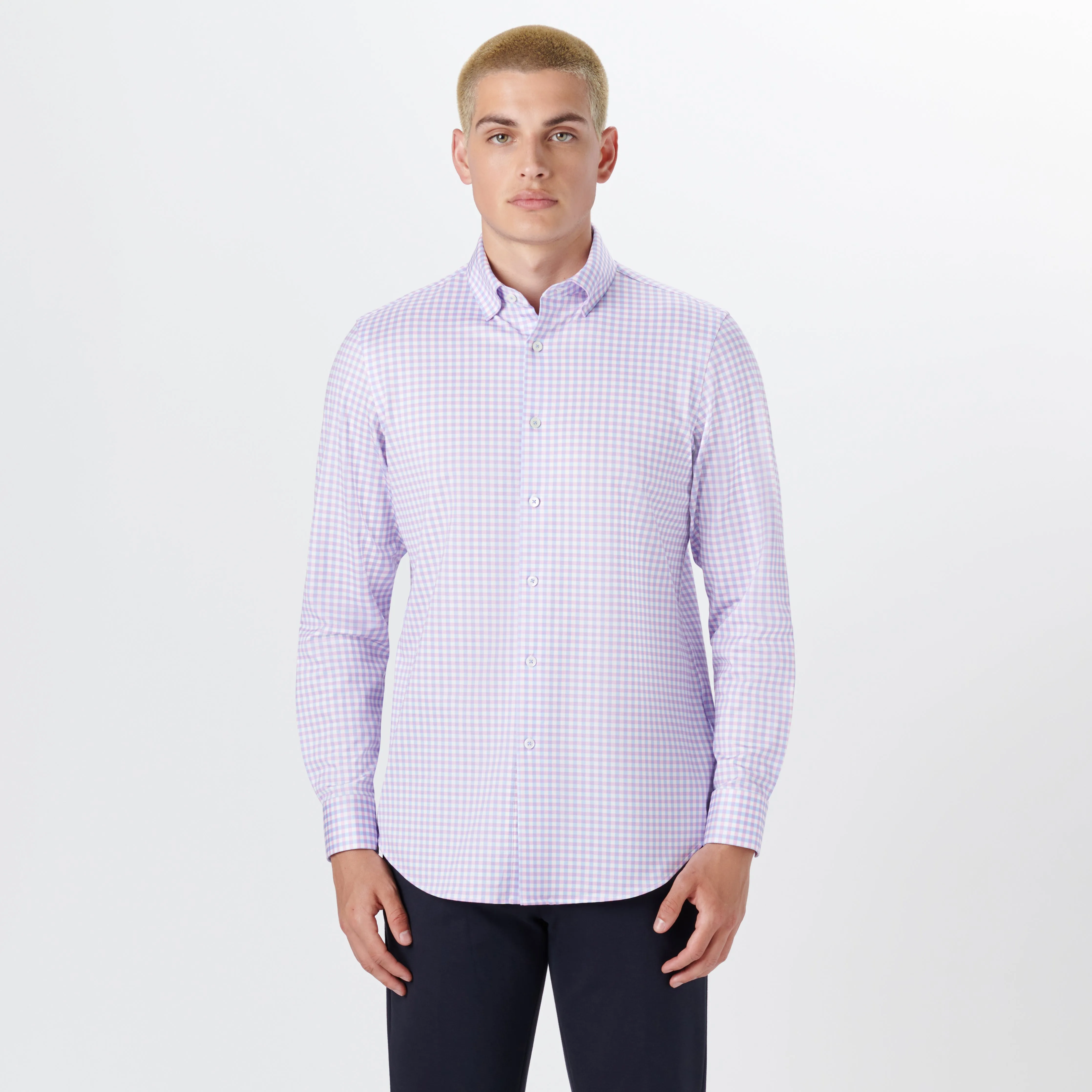 JAMES Gingham Check OoohCotton Twill Shirt sold by Bugatchi product image thumbnail 2