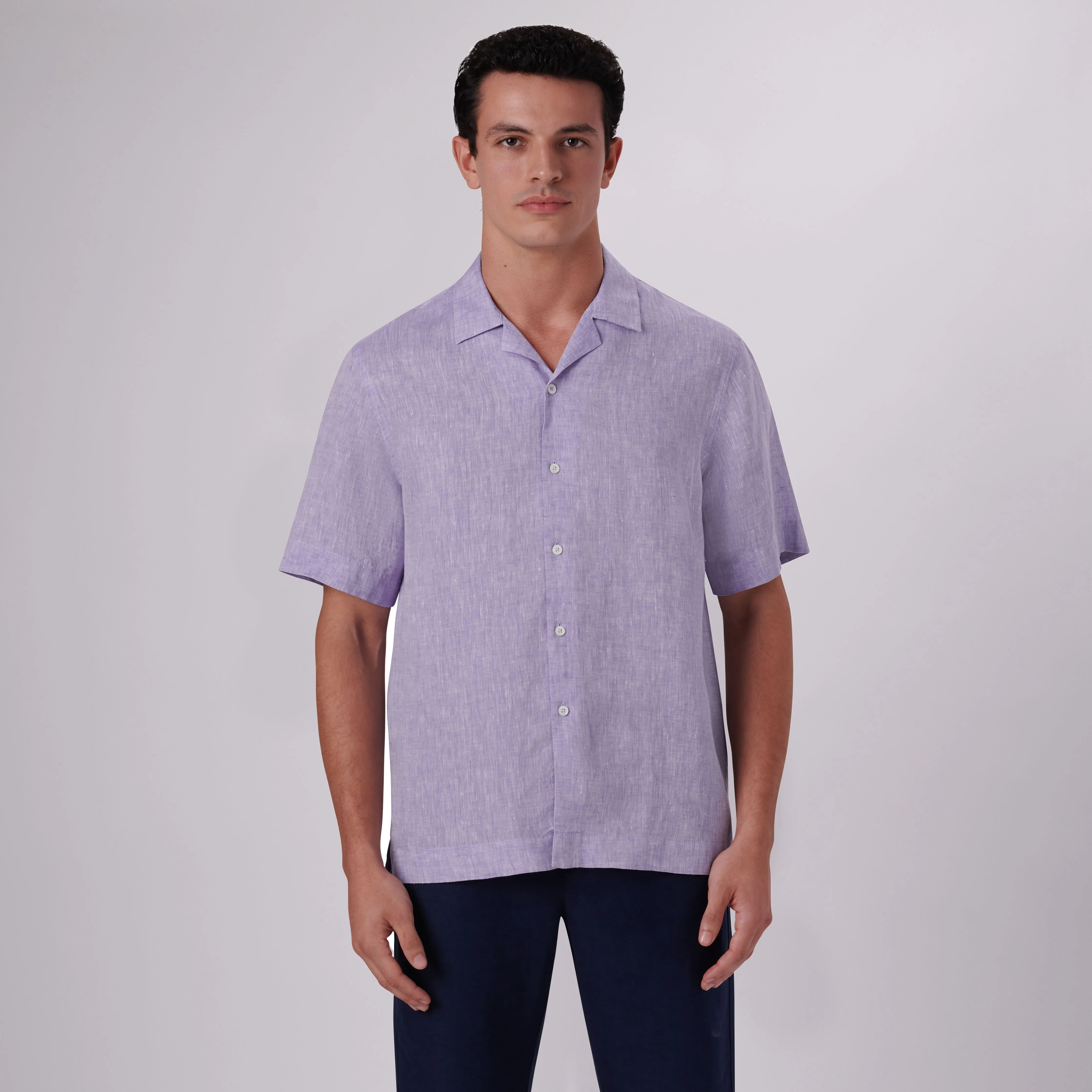 Jackson Solid Short Sleeve Linen Shirt sold by Bugatchi product image thumbnail 2