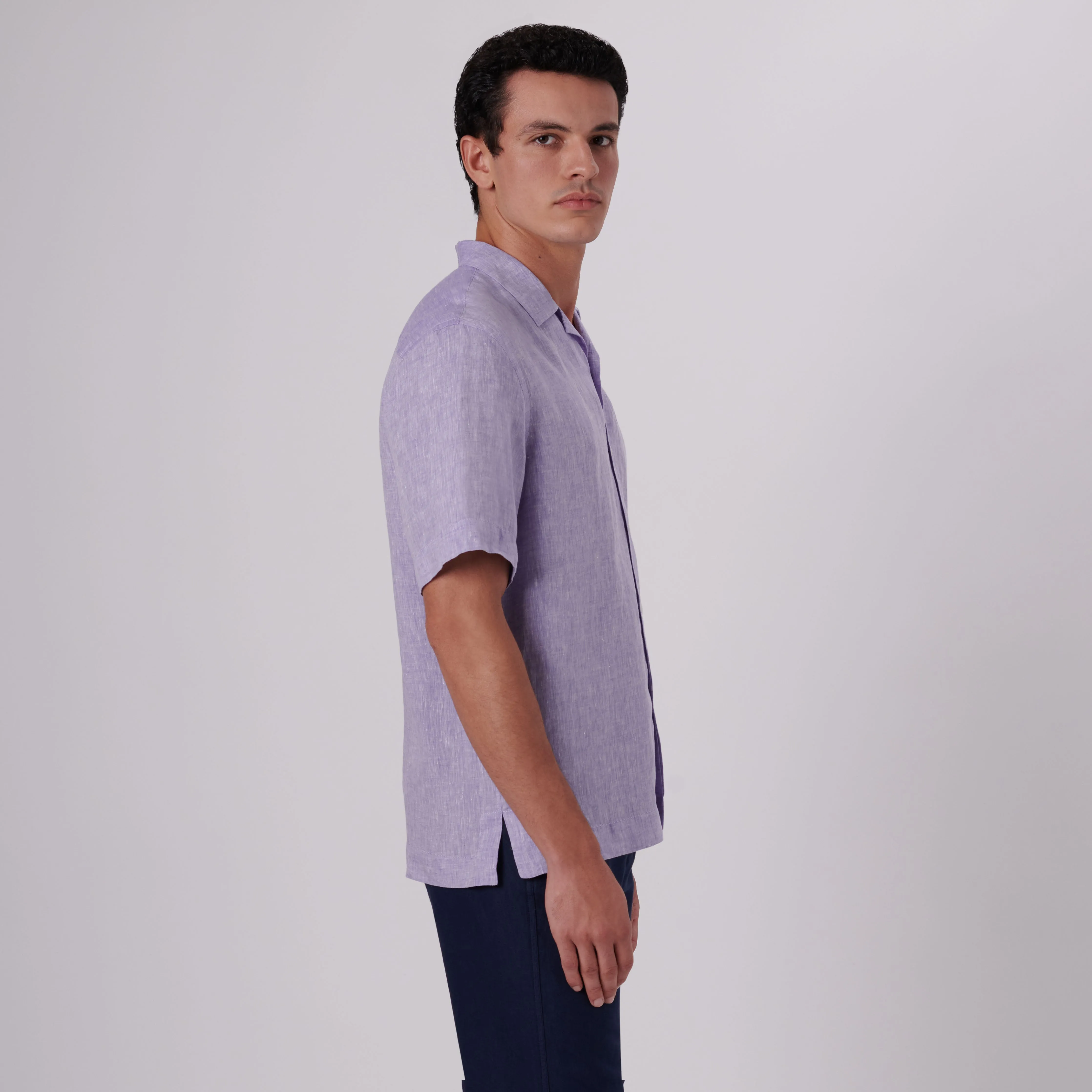 Jackson Solid Short Sleeve Linen Shirt sold by Bugatchi product image thumbnail 3