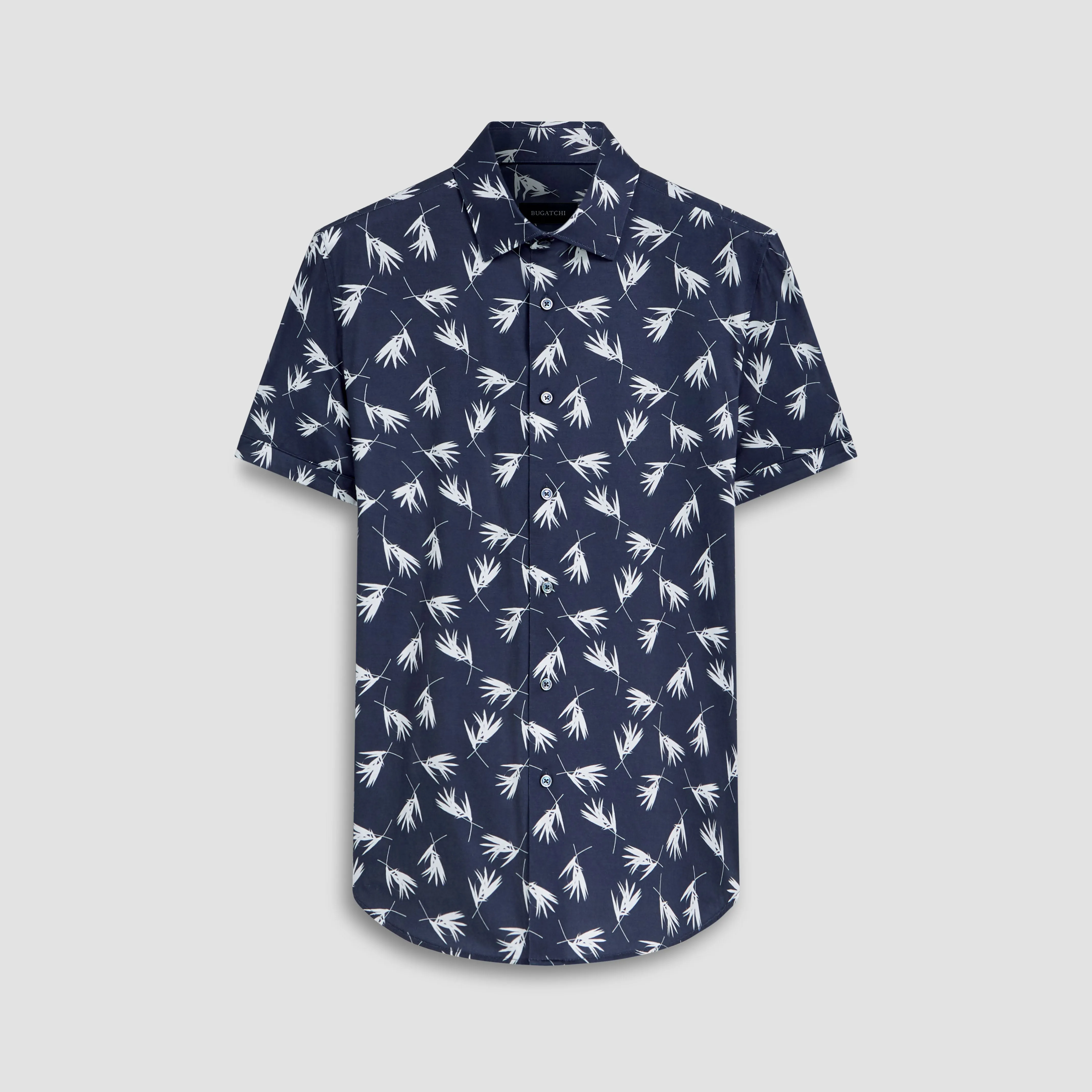 Miles Leaf Print OoohCotton Short Sleeve Shirt sold by Bugatchi