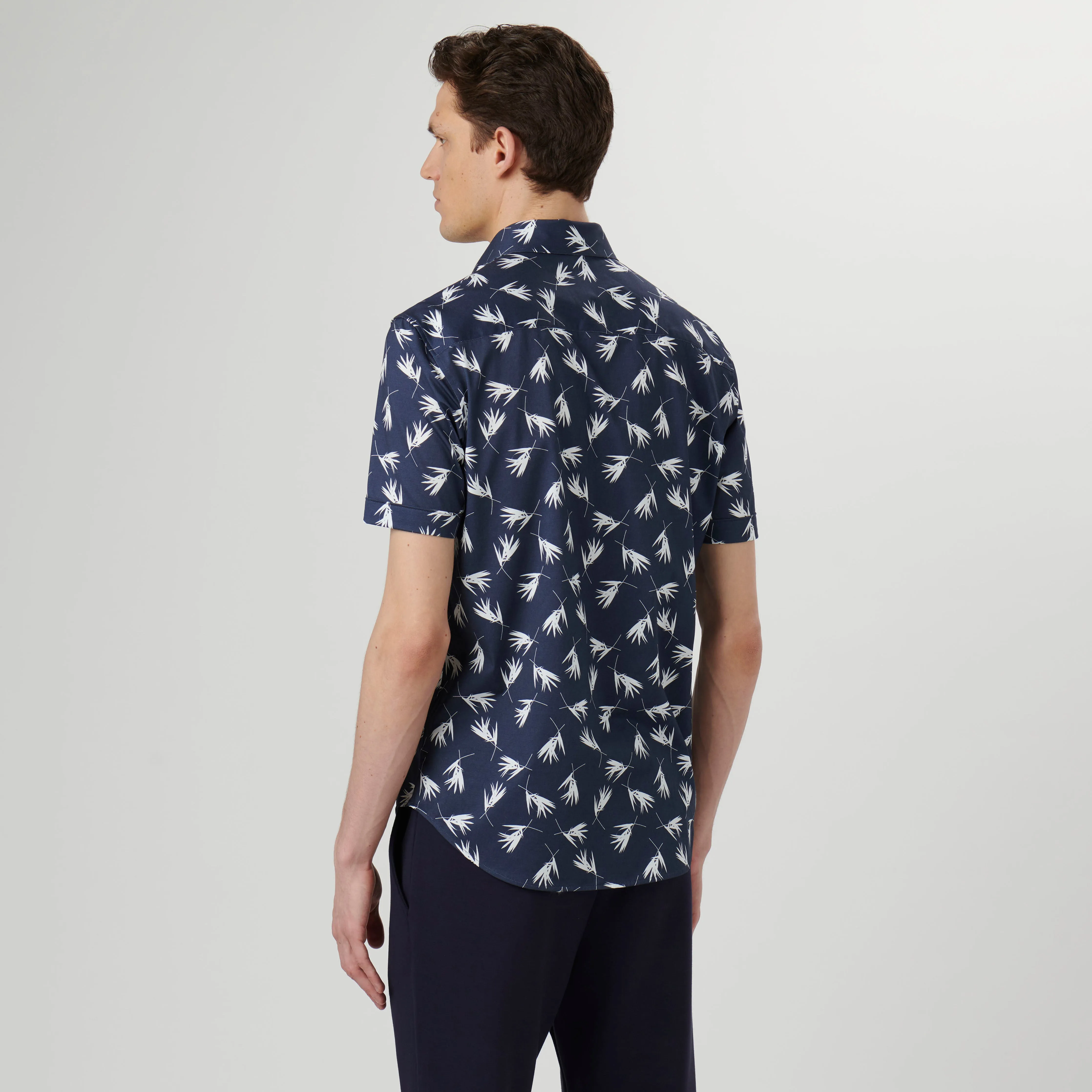 Miles Leaf Print OoohCotton Short Sleeve Shirt sold by Bugatchi product image thumbnail 4