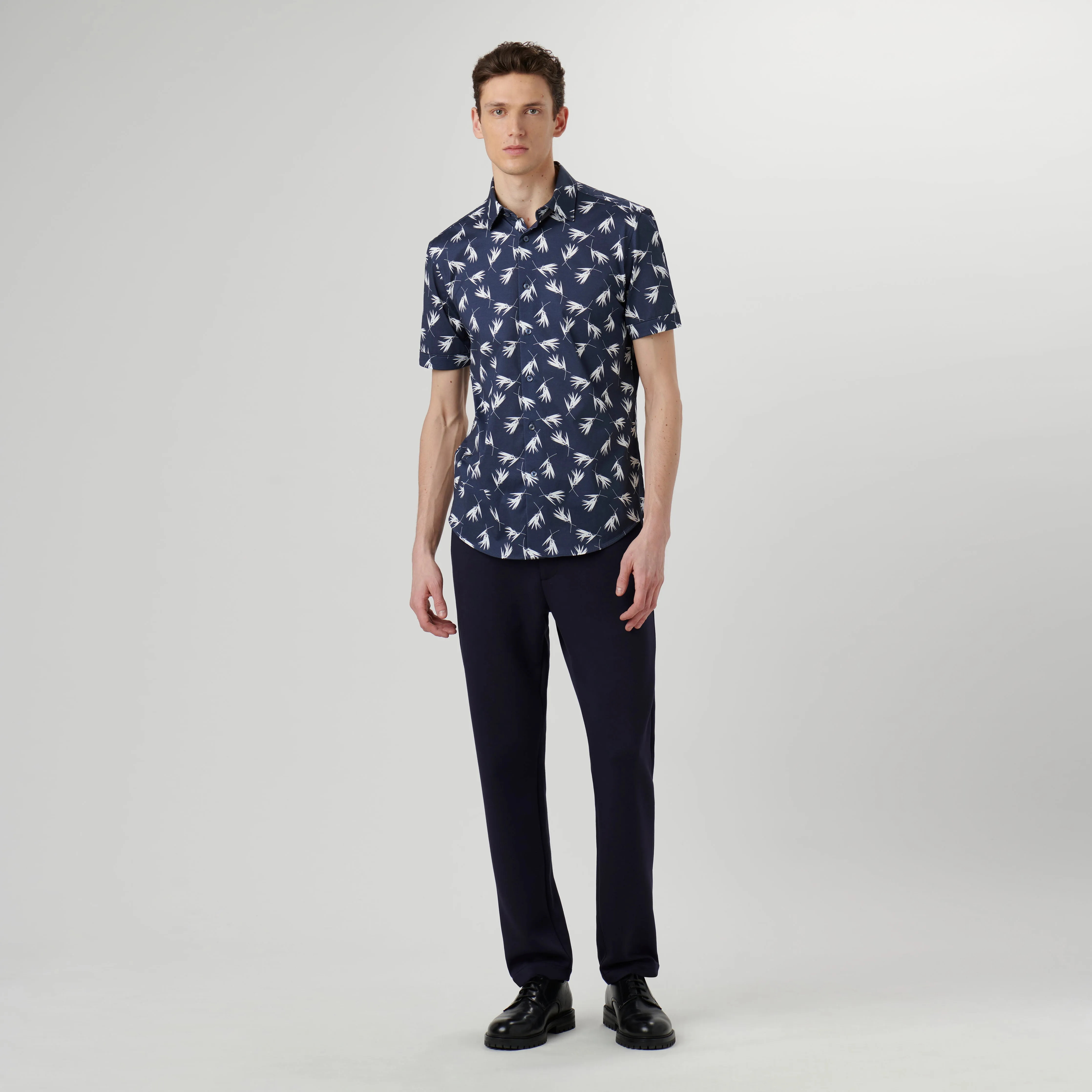Miles Leaf Print OoohCotton Short Sleeve Shirt sold by Bugatchi product image thumbnail 5