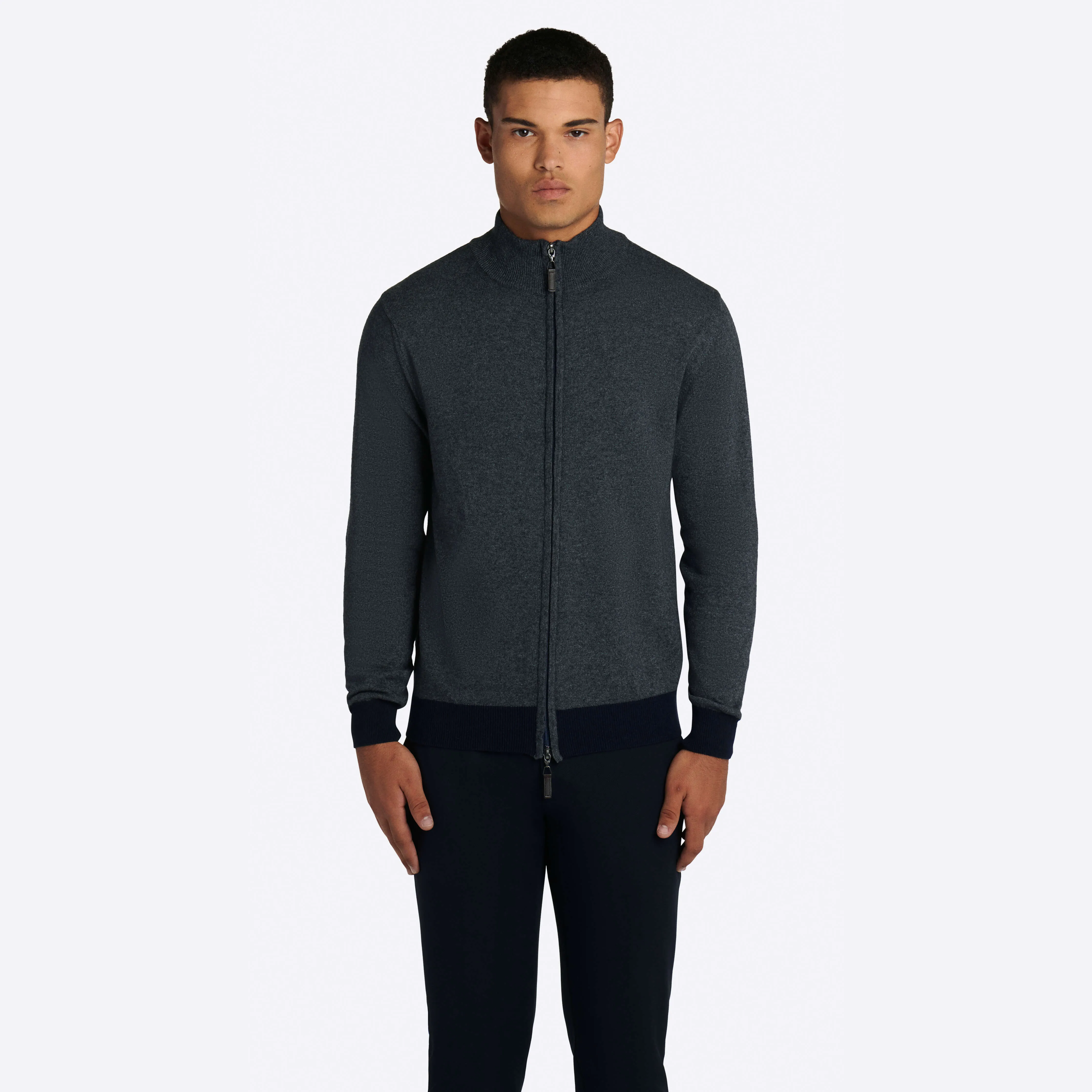 Solid Full Zip Mock Neck Sweater sold by Bugatchi product image thumbnail 2