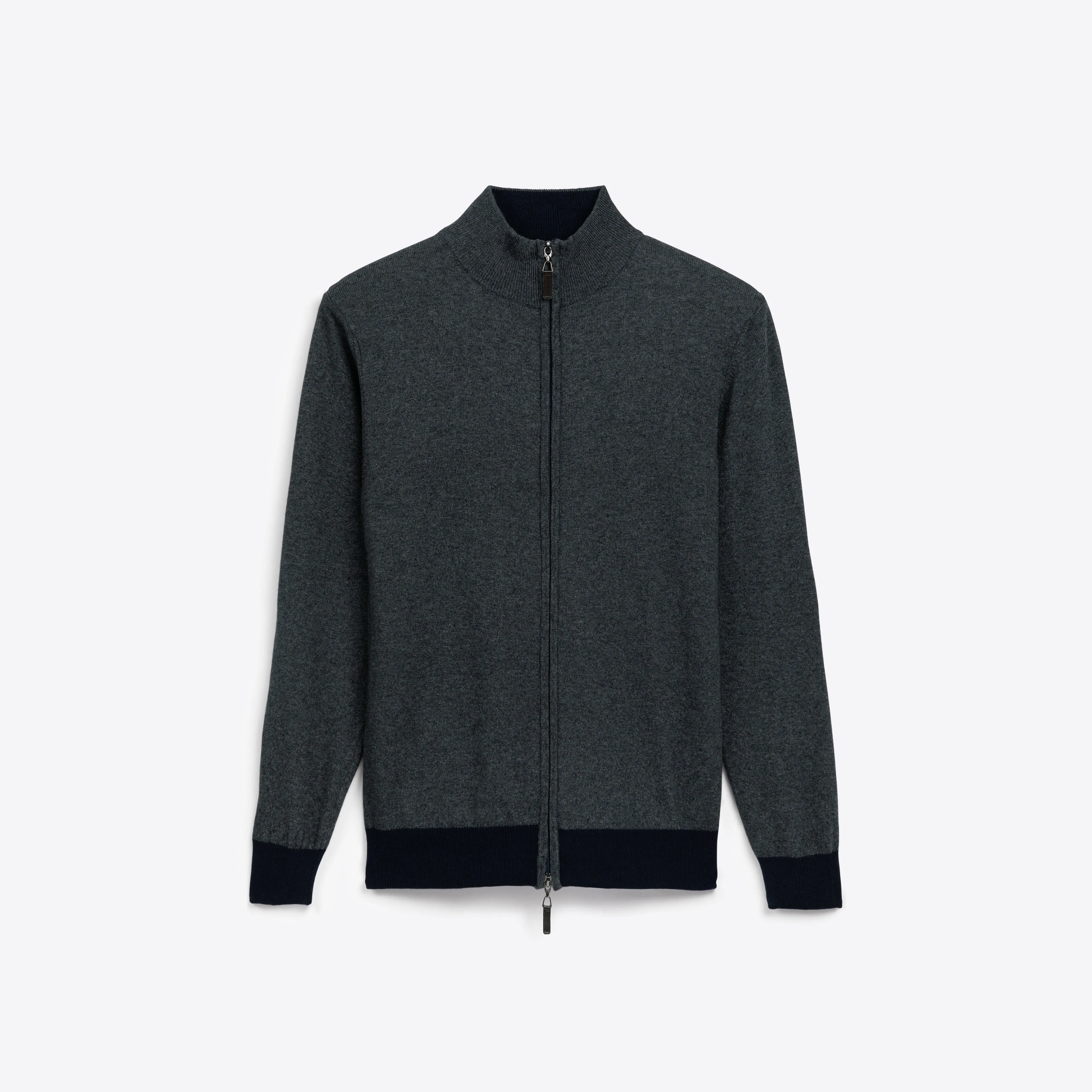 Solid Full Zip Mock Neck Sweater sold by Bugatchi