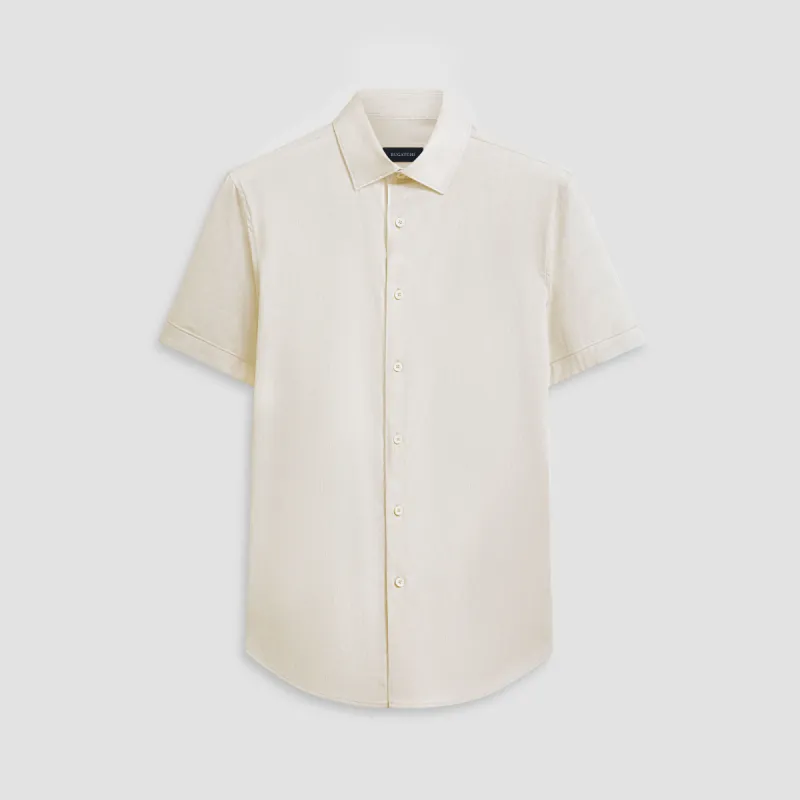 Miles Chambray Print OoohCotton Short Sleeve Shirt sold by Bugatchi