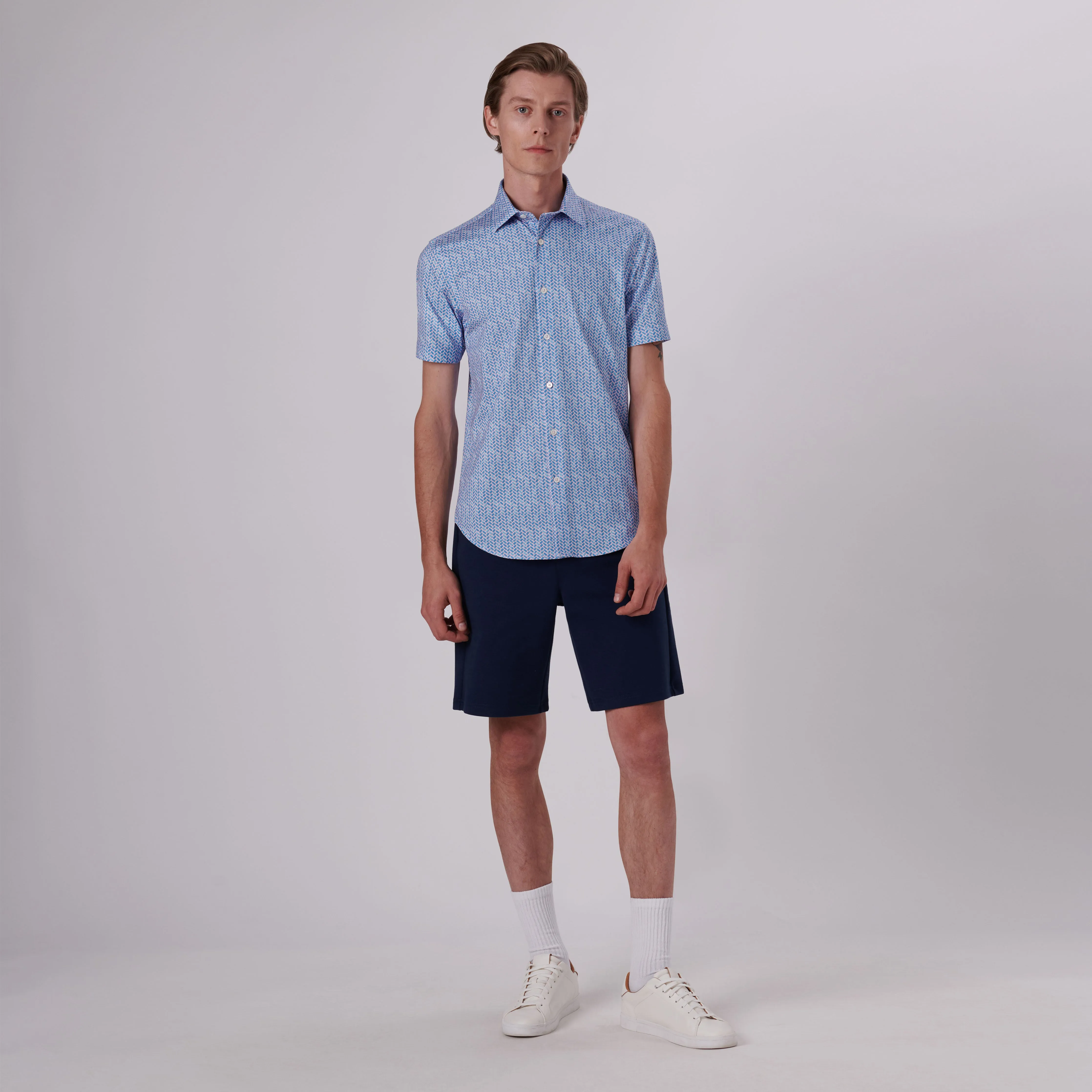 Miles Geometrical Print OoohCotton Short Sleeve Shirt sold by Bugatchi product image thumbnail 5