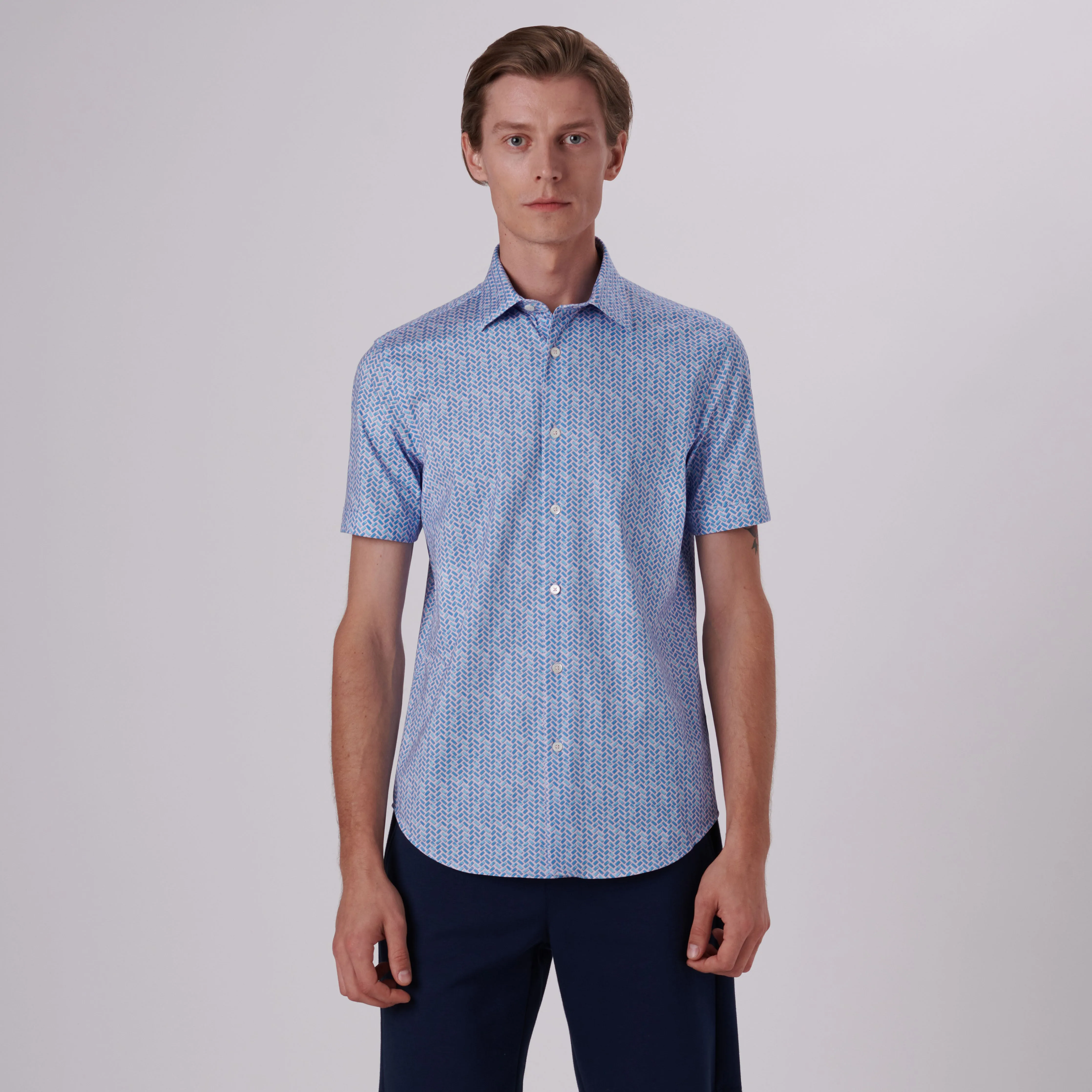 Miles Geometrical Print OoohCotton Short Sleeve Shirt sold by Bugatchi product image thumbnail 2