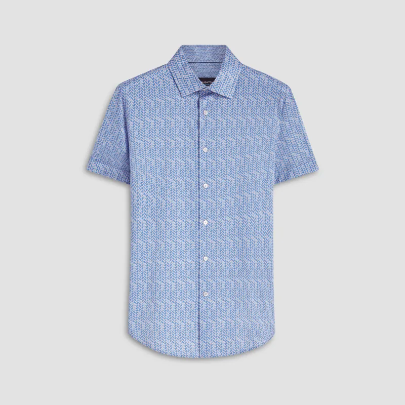 Miles Geometrical Print OoohCotton Short Sleeve Shirt sold by Bugatchi